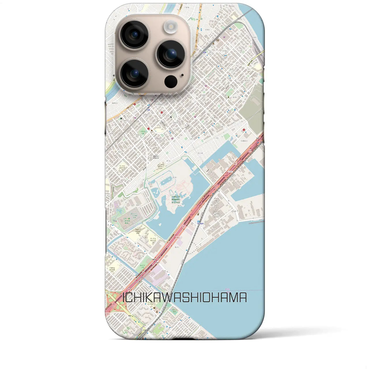 【市川塩浜(千葉県)】地図柄iPhoneケース(バックカバータイプ)