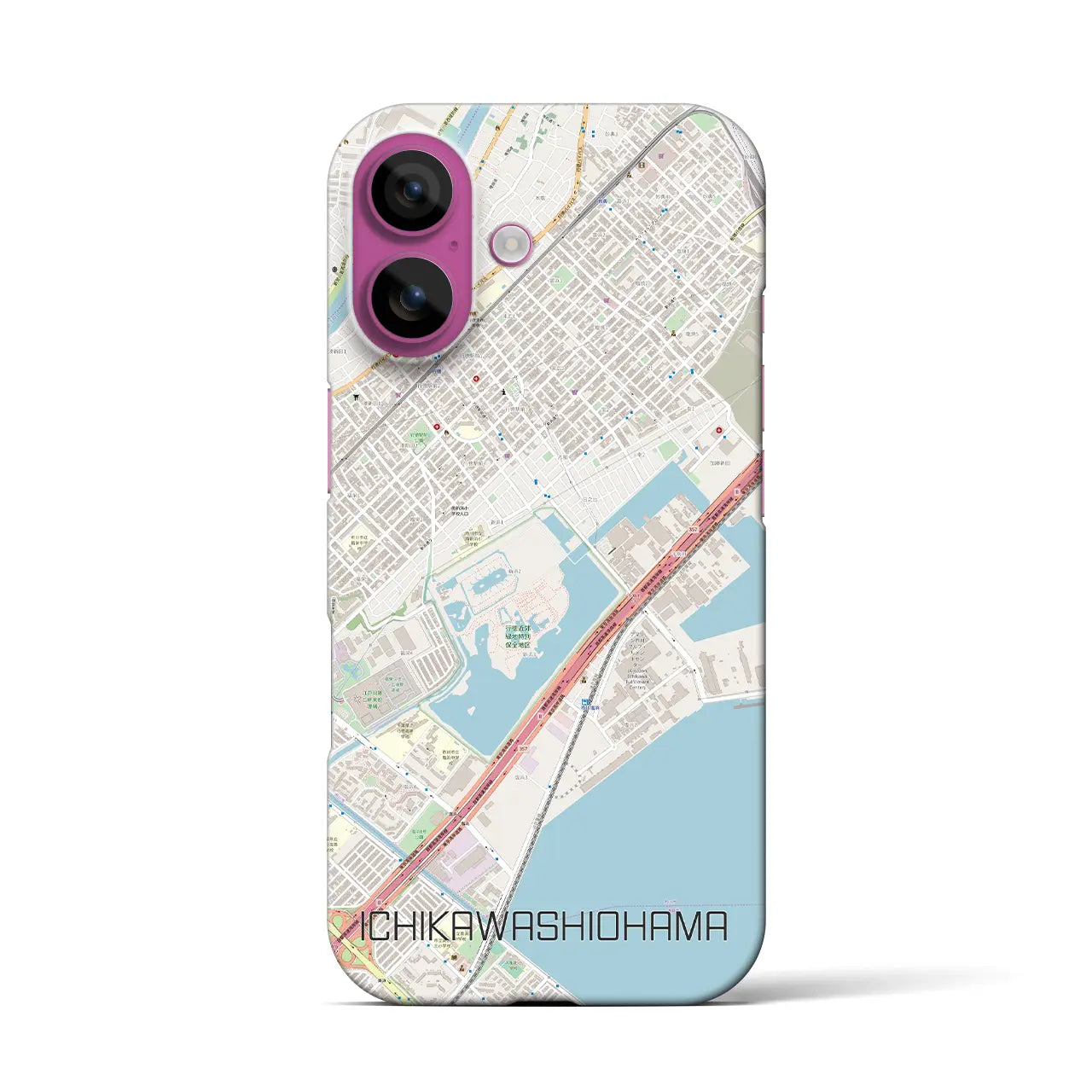 【市川塩浜(千葉県)】地図柄iPhoneケース(バックカバータイプ)