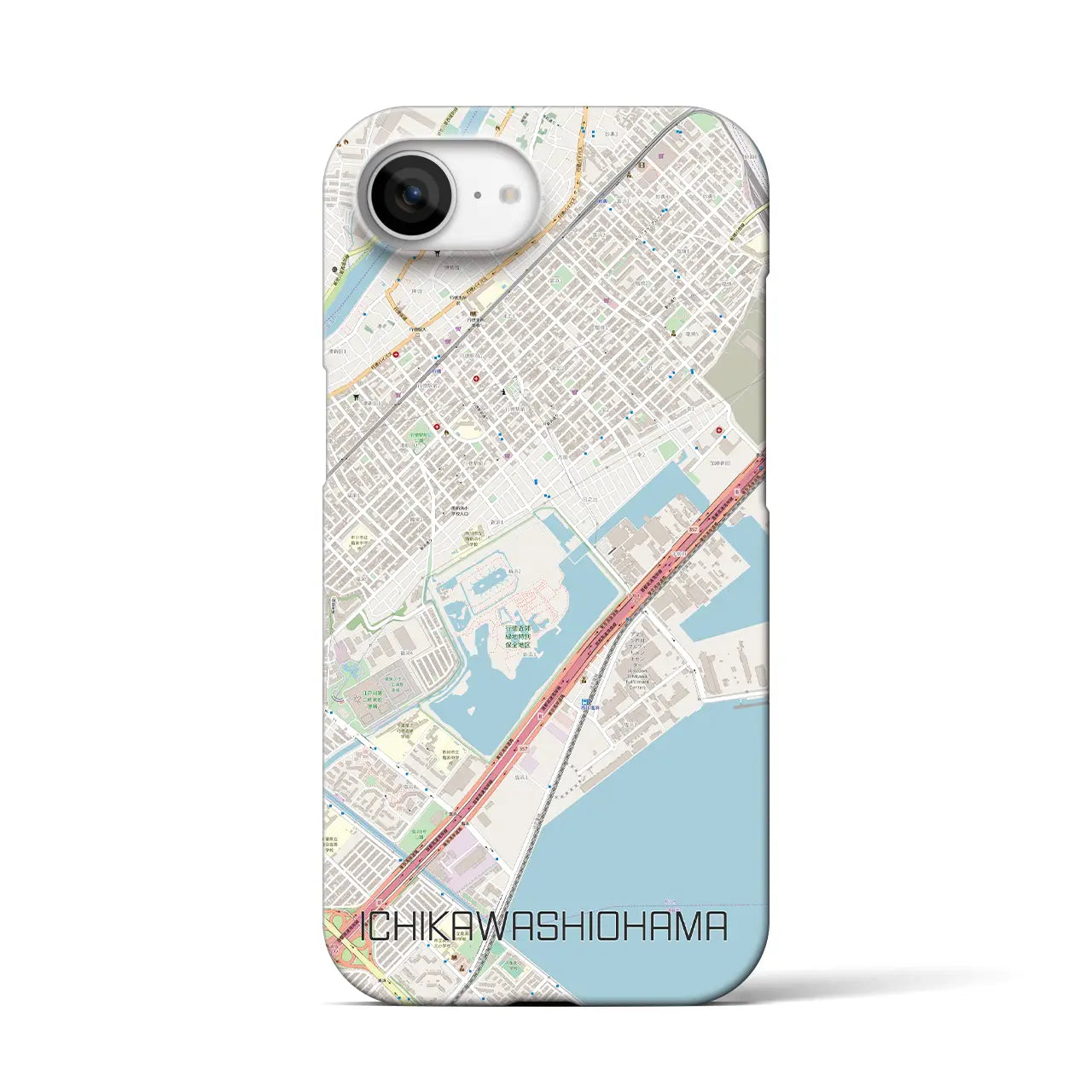 【市川塩浜(千葉県)】地図柄iPhoneケース(バックカバータイプ)