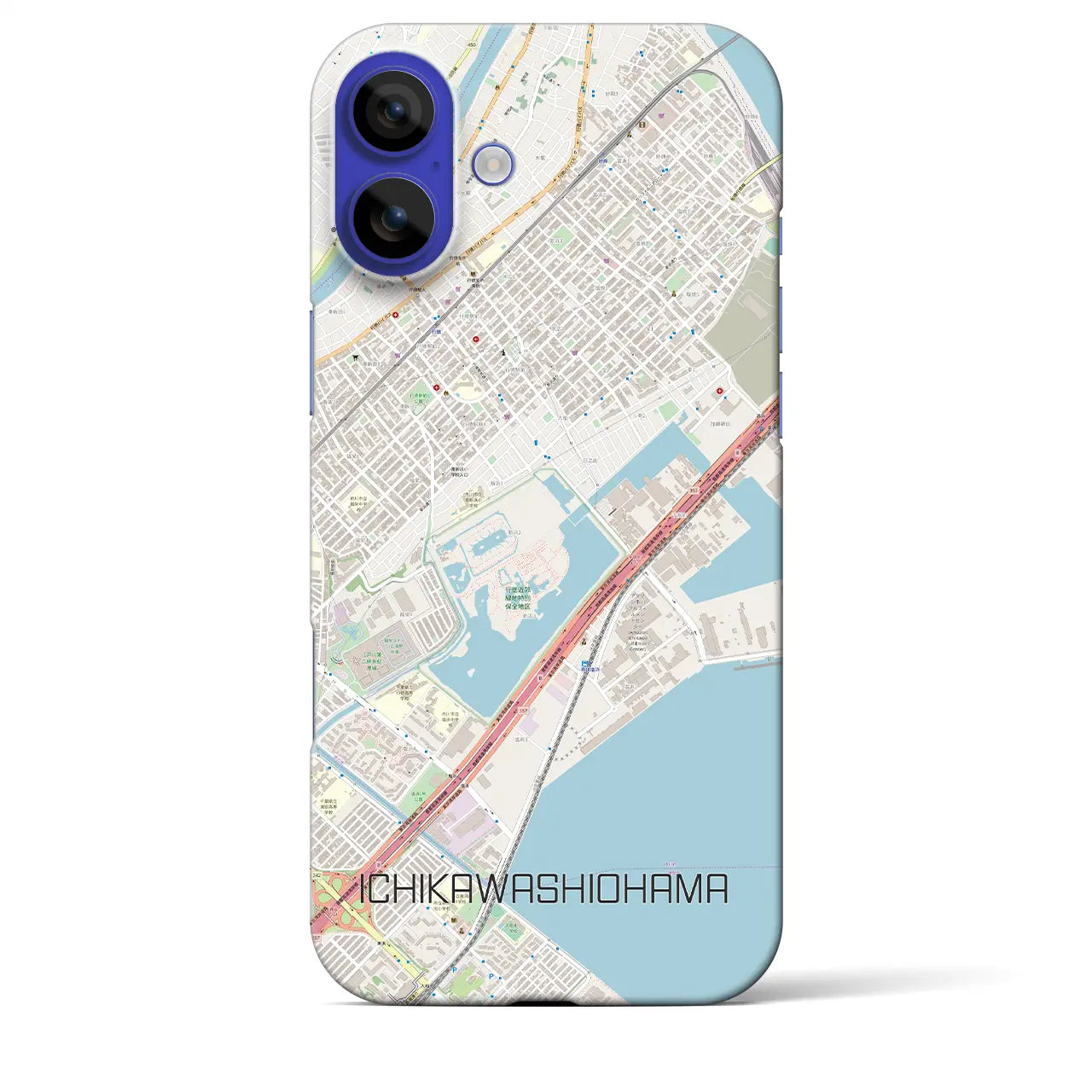 【市川塩浜(千葉県)】地図柄iPhoneケース(バックカバータイプ)