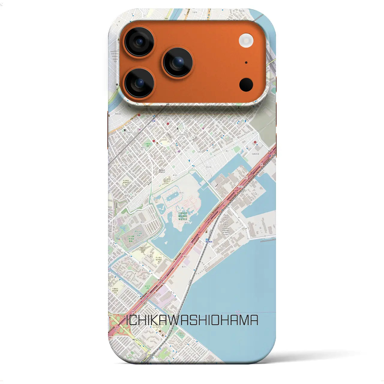 【市川塩浜(千葉県)】地図柄iPhoneケース(バックカバータイプ)ナチュラル・iPhone 17 Pro Max 用