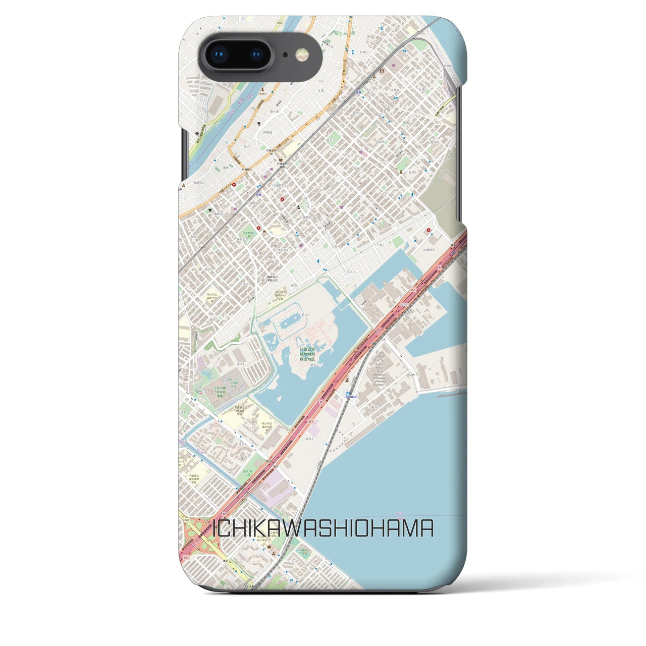【市川塩浜(千葉県)】地図柄iPhoneケース(バックカバータイプ)