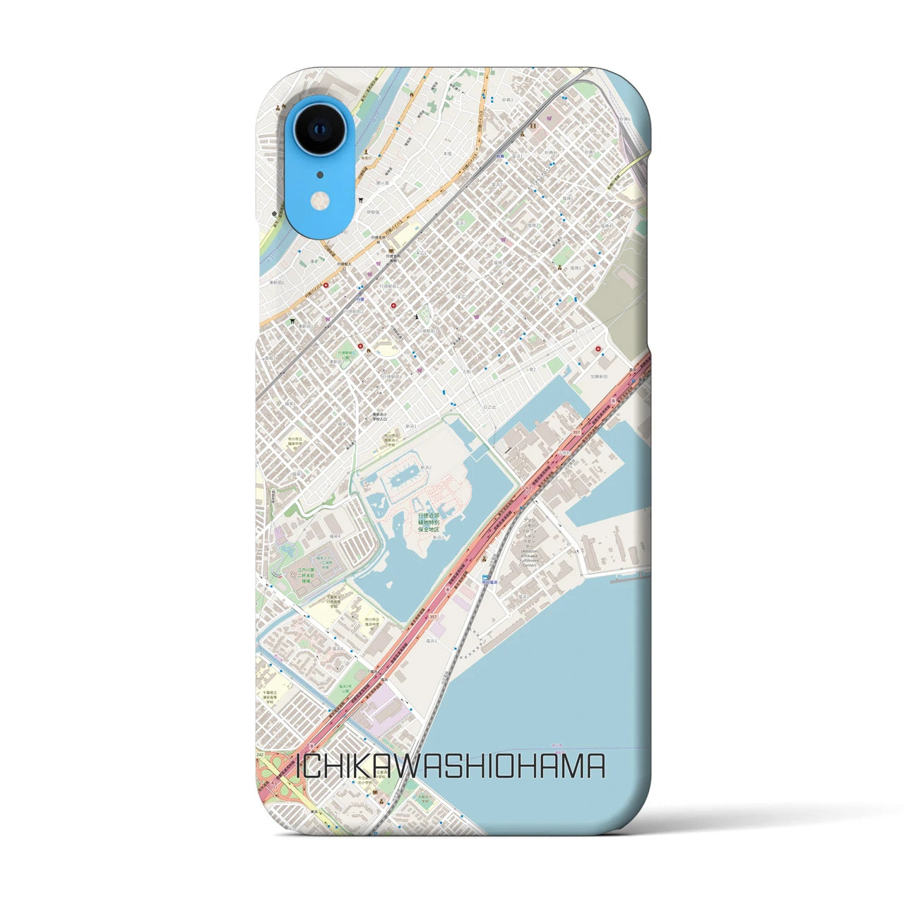 【市川塩浜(千葉県)】地図柄iPhoneケース(バックカバータイプ)