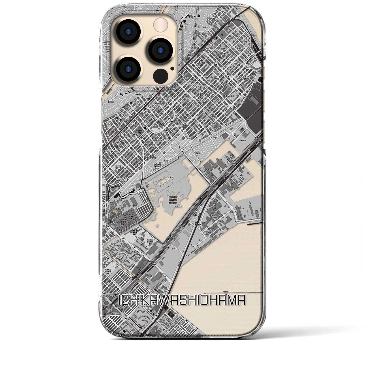 【市川塩浜(千葉県)】地図柄iPhoneケース(クリアタイプ)