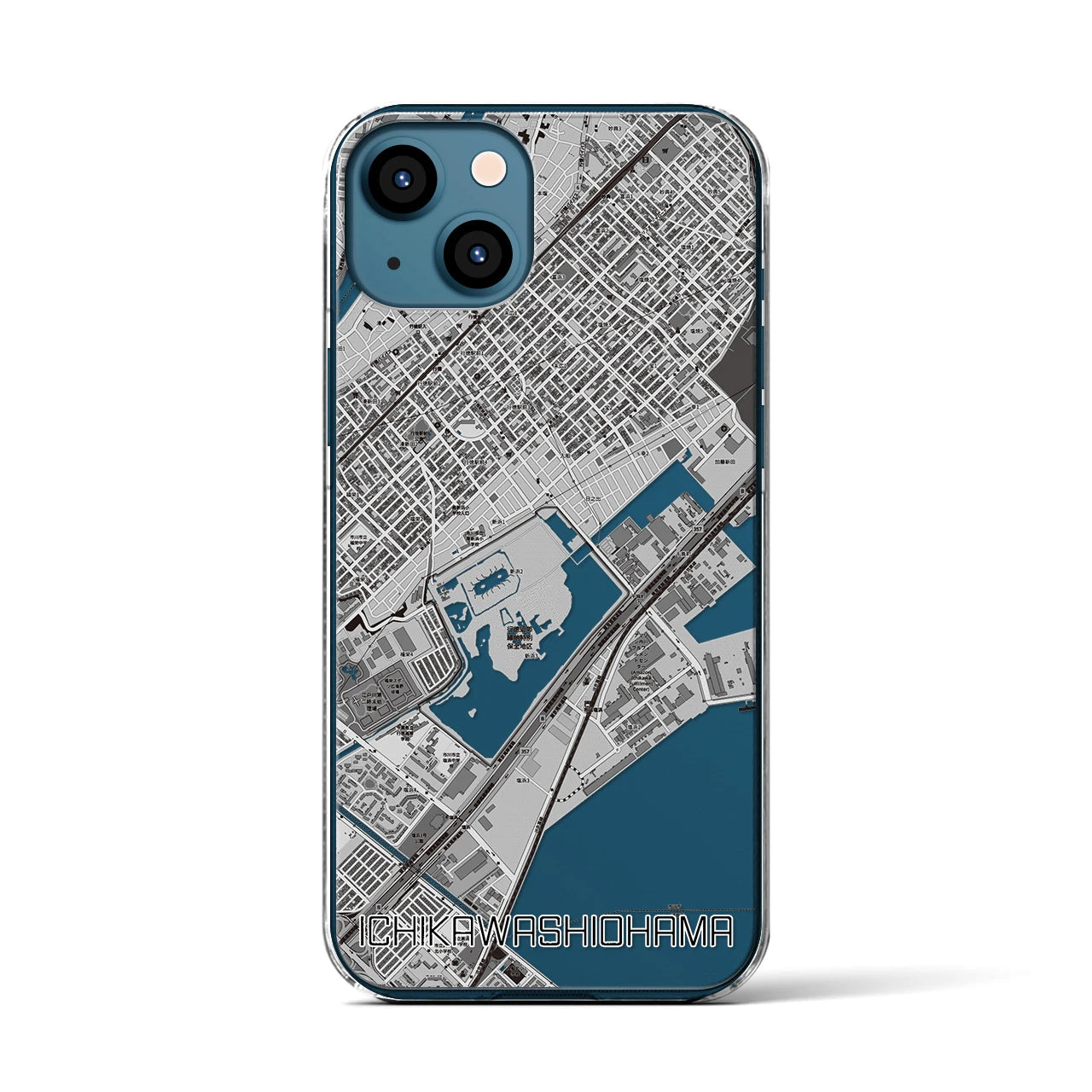 【市川塩浜(千葉県)】地図柄iPhoneケース(クリアタイプ)