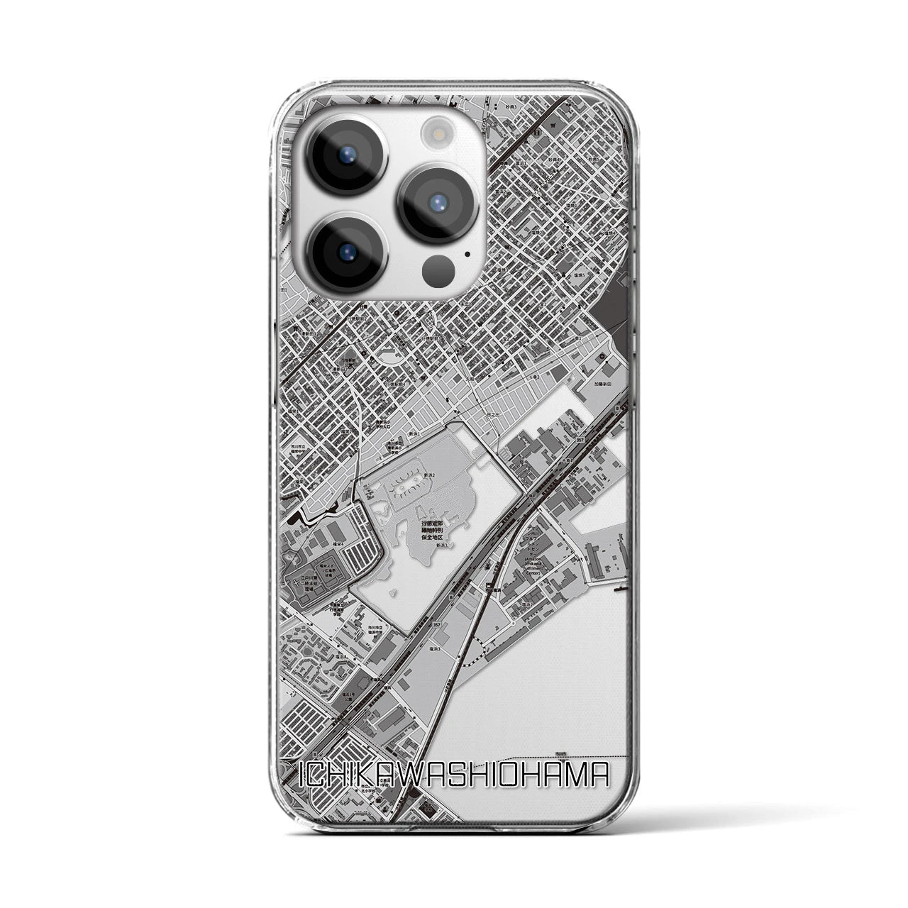 【市川塩浜(千葉県)】地図柄iPhoneケース(クリアタイプ)