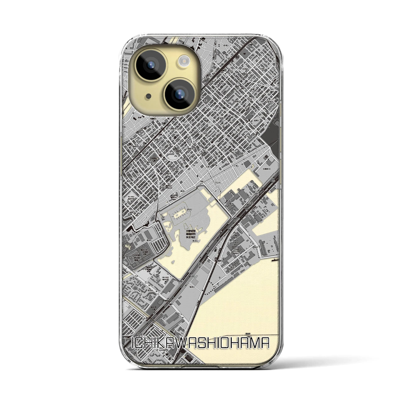 【市川塩浜(千葉県)】地図柄iPhoneケース(クリアタイプ)