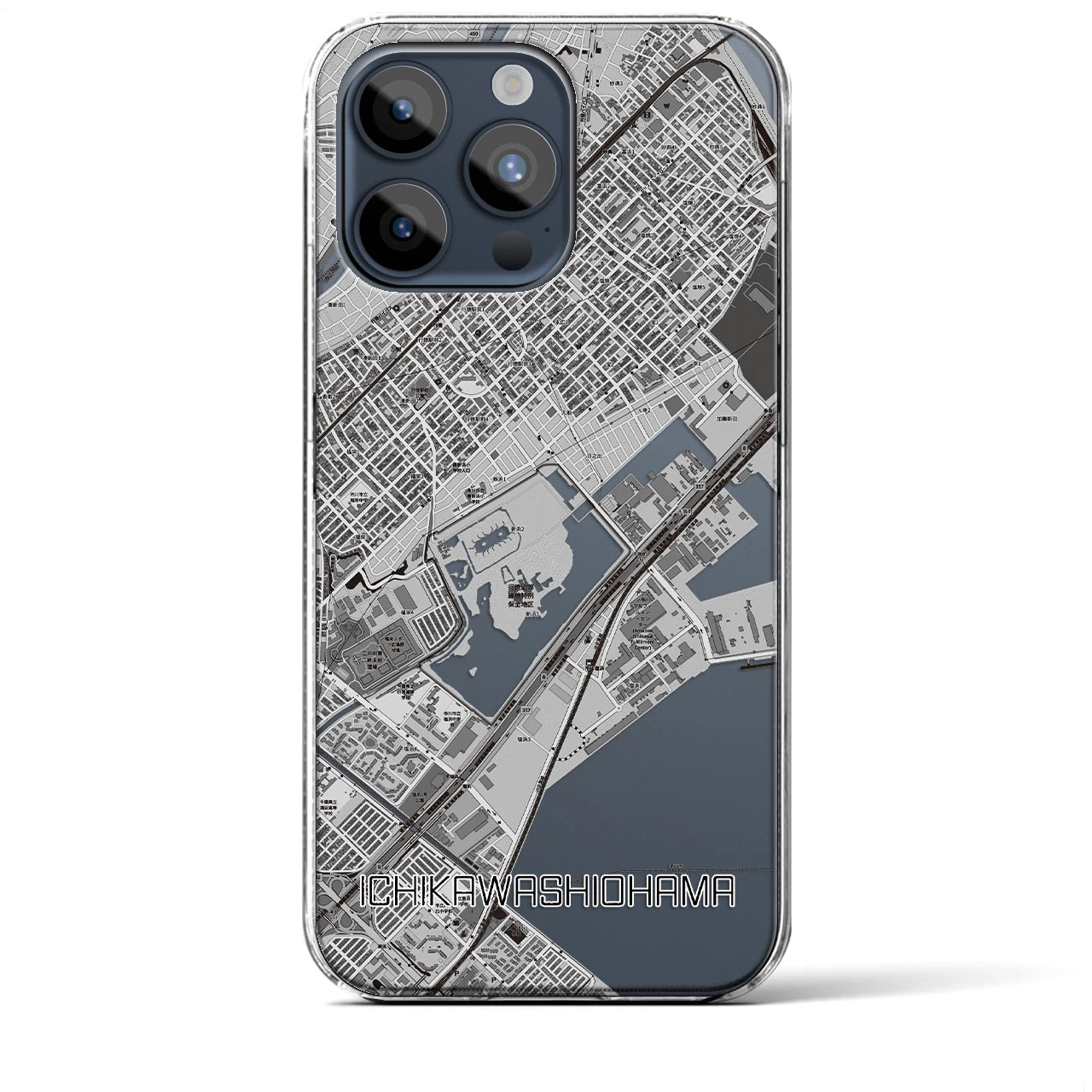 【市川塩浜(千葉県)】地図柄iPhoneケース(クリアタイプ)