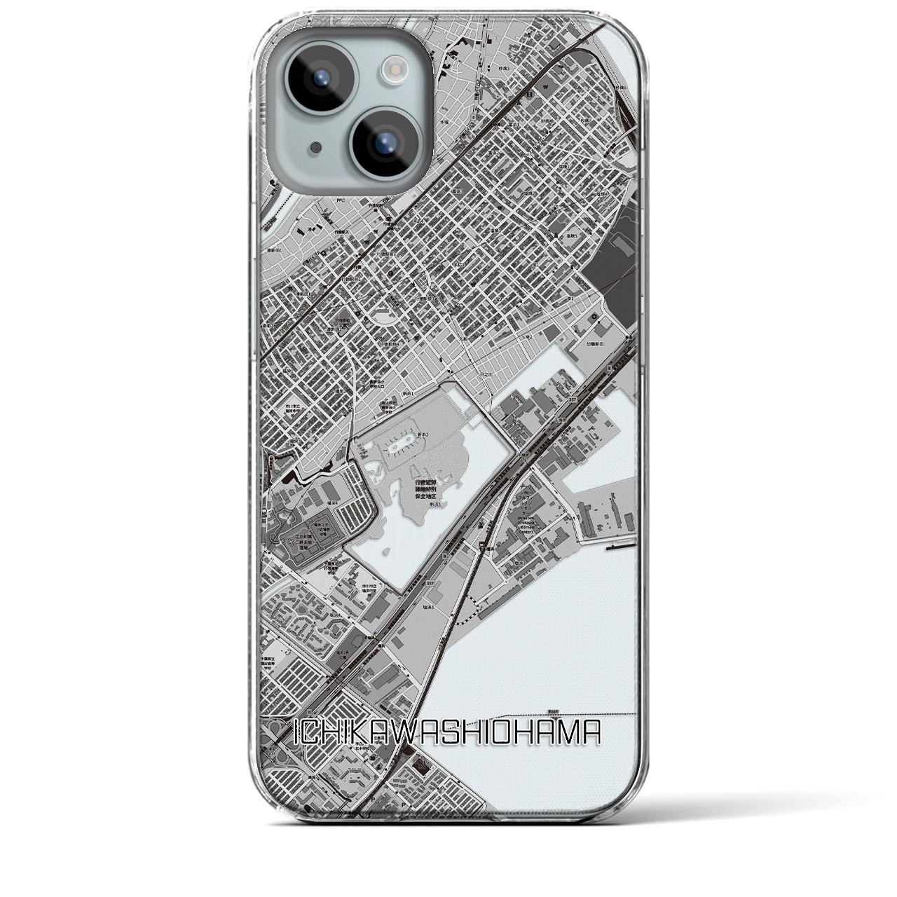 【市川塩浜(千葉県)】地図柄iPhoneケース(クリアタイプ)