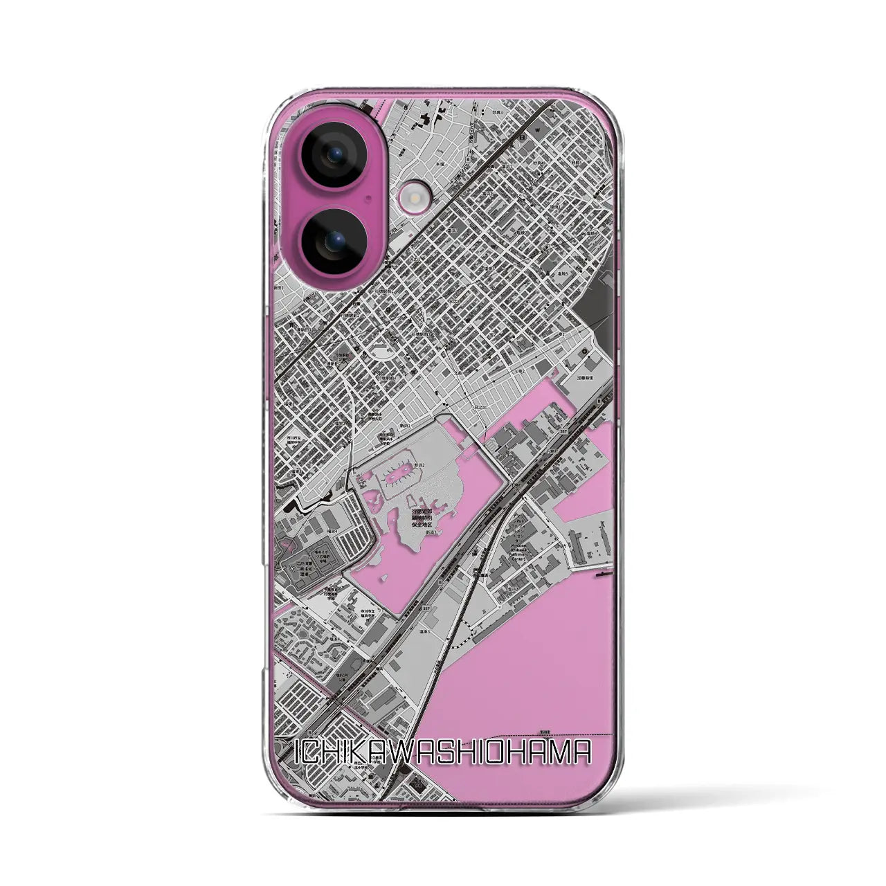 【市川塩浜(千葉県)】地図柄iPhoneケース(クリアタイプ)