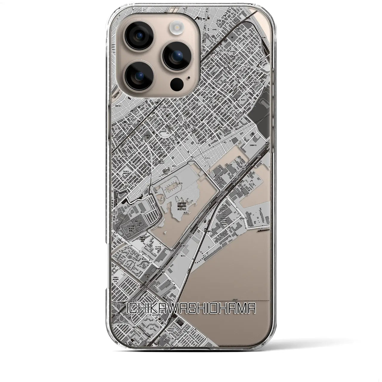 【市川塩浜(千葉県)】地図柄iPhoneケース(クリアタイプ)