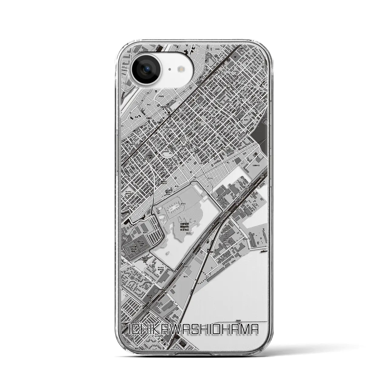 【市川塩浜(千葉県)】地図柄iPhoneケース(クリアタイプ)