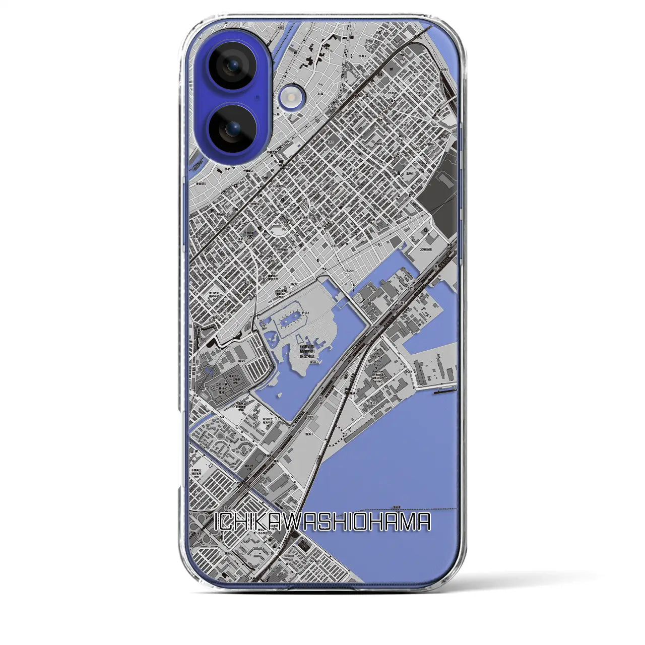 【市川塩浜(千葉県)】地図柄iPhoneケース(クリアタイプ)