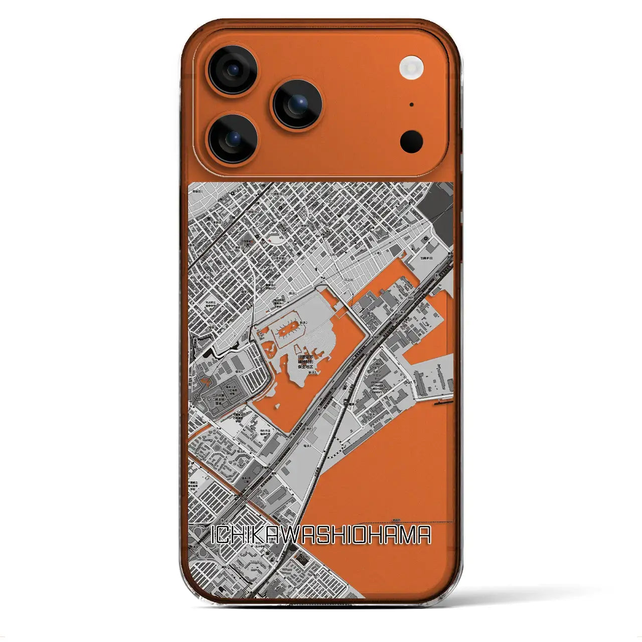 【市川塩浜(千葉県)】地図柄iPhoneケース(クリアタイプ)モノトーン・iPhone 17 Pro Max 用