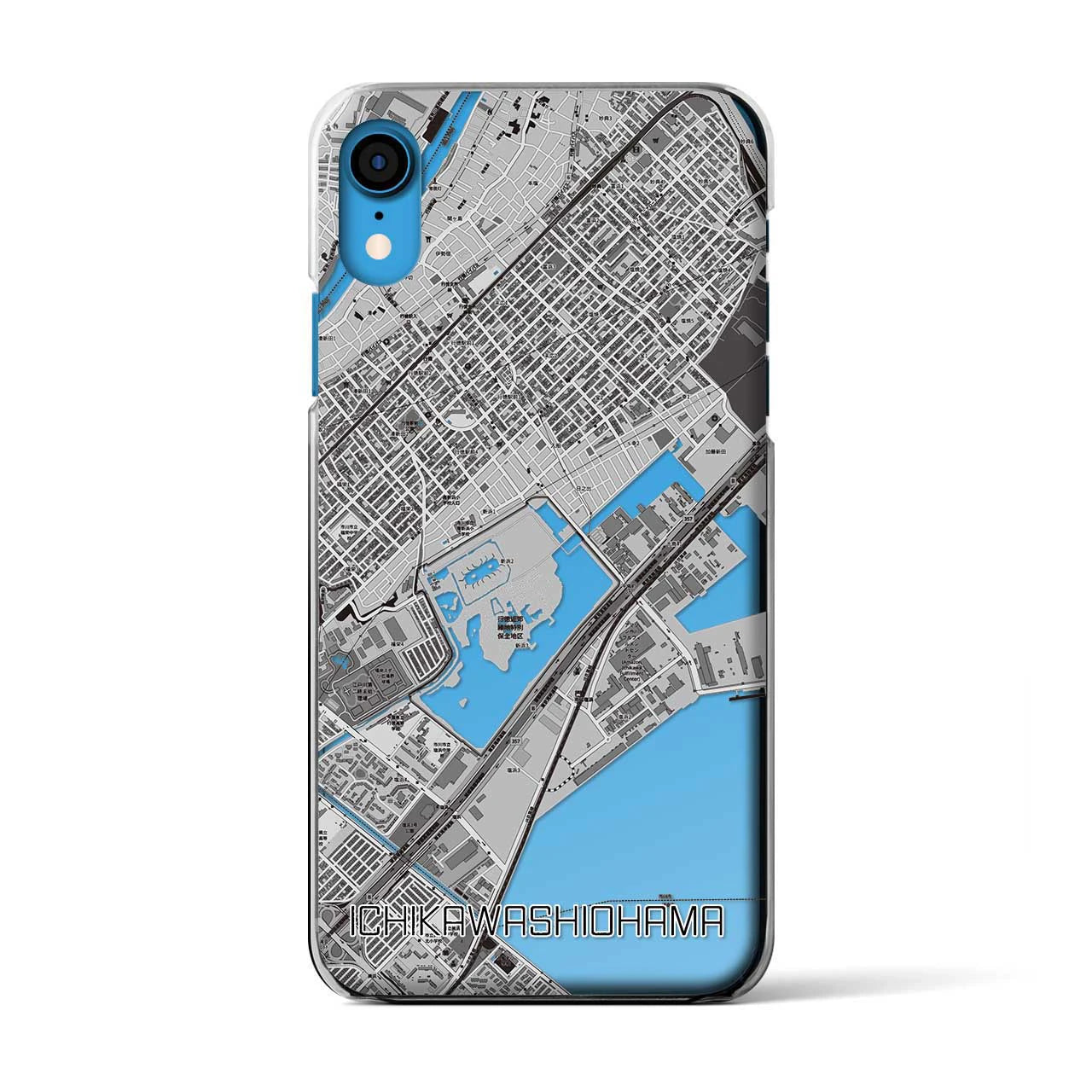 【市川塩浜(千葉県)】地図柄iPhoneケース(クリアタイプ)