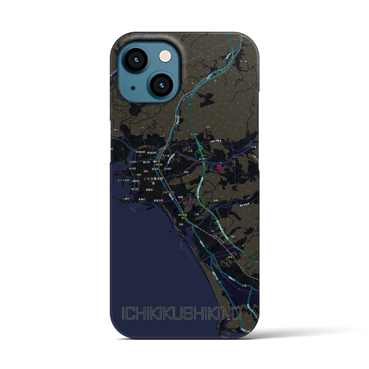 【いちき串木野(鹿児島県)】地図柄iPhoneケース(バックカバータイプ)