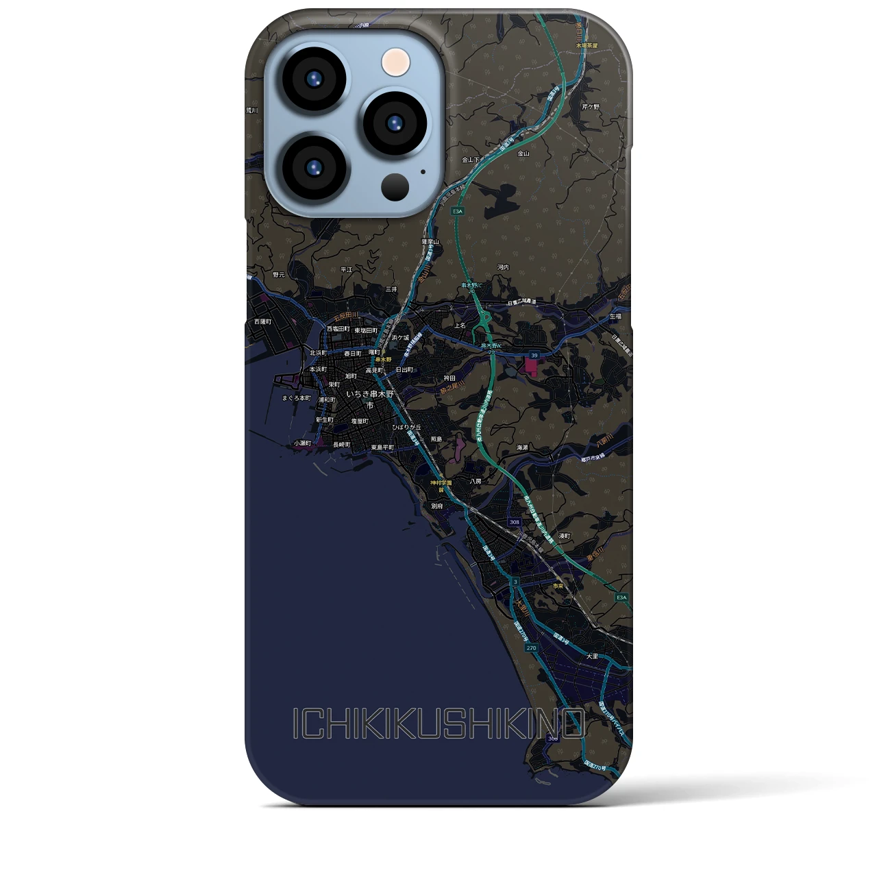 【いちき串木野(鹿児島県)】地図柄iPhoneケース(バックカバータイプ)