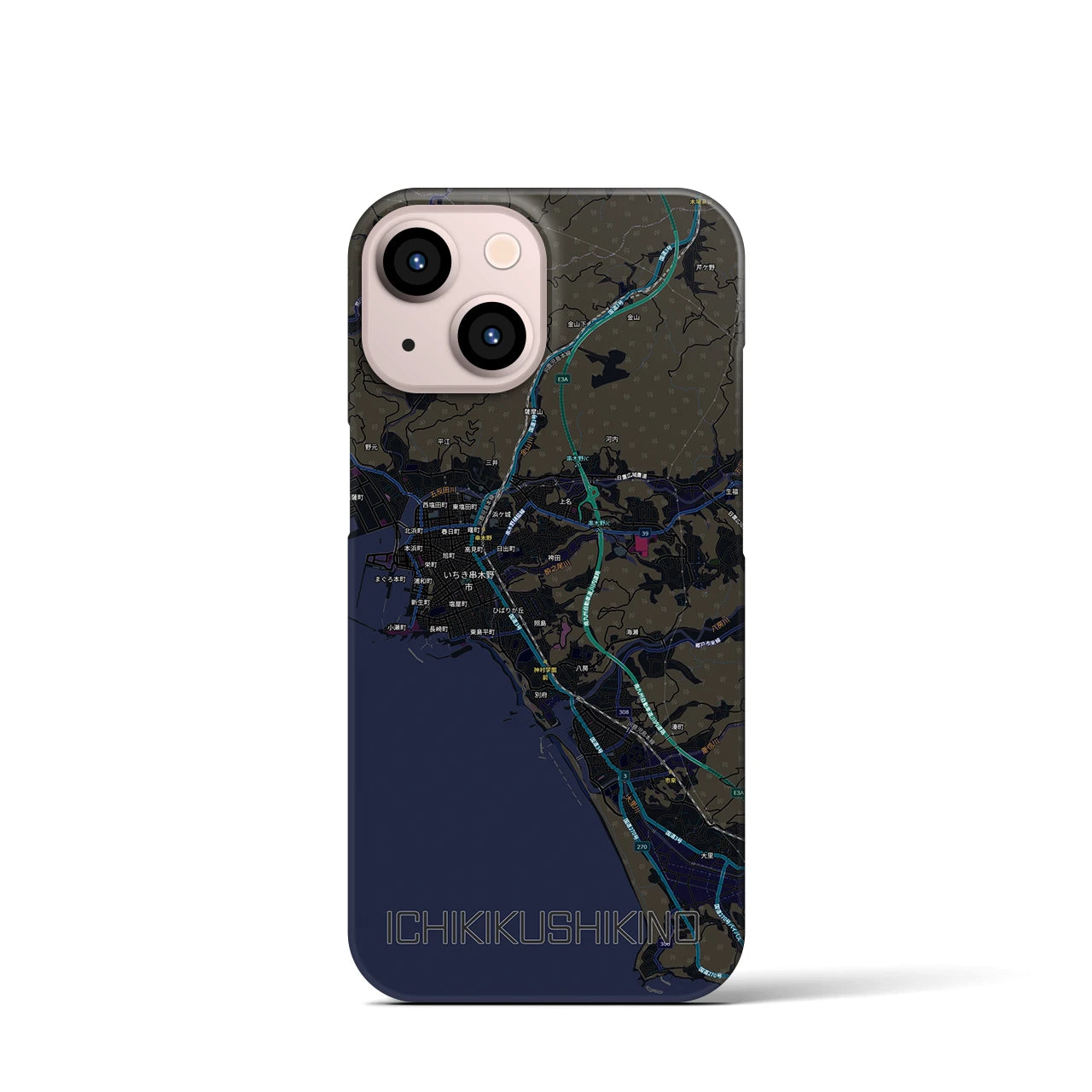 【いちき串木野(鹿児島県)】地図柄iPhoneケース(バックカバータイプ)
