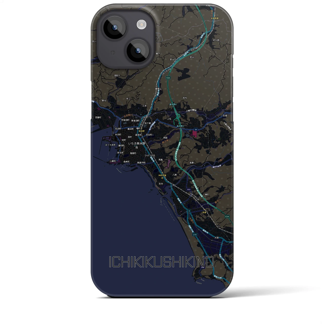 【いちき串木野(鹿児島県)】地図柄iPhoneケース(バックカバータイプ)