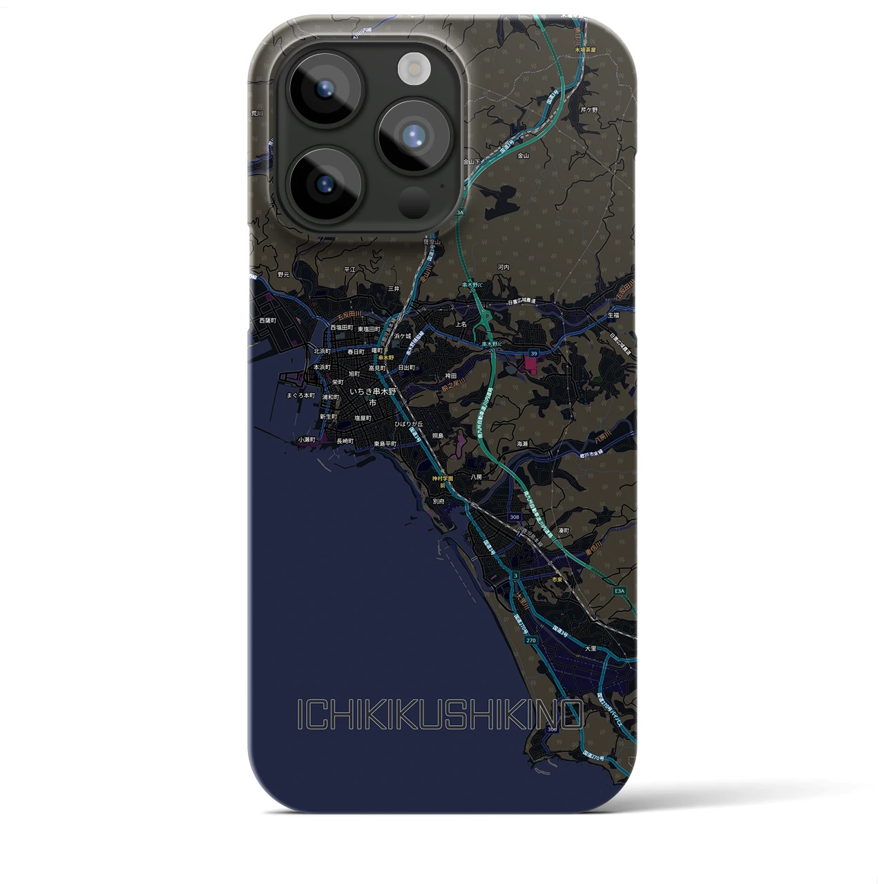 【いちき串木野(鹿児島県)】地図柄iPhoneケース(バックカバータイプ)