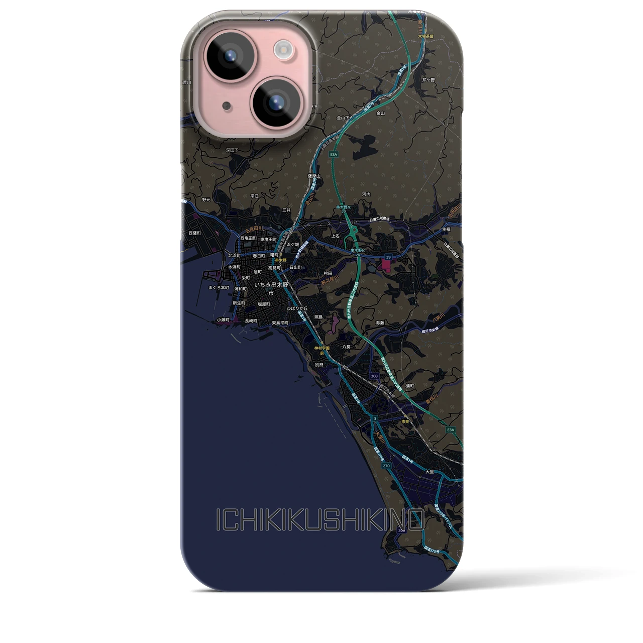 【いちき串木野(鹿児島県)】地図柄iPhoneケース(バックカバータイプ)