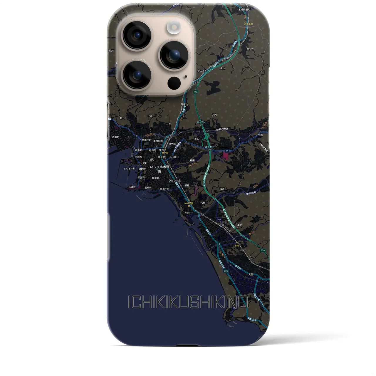 【いちき串木野(鹿児島県)】地図柄iPhoneケース(バックカバータイプ)