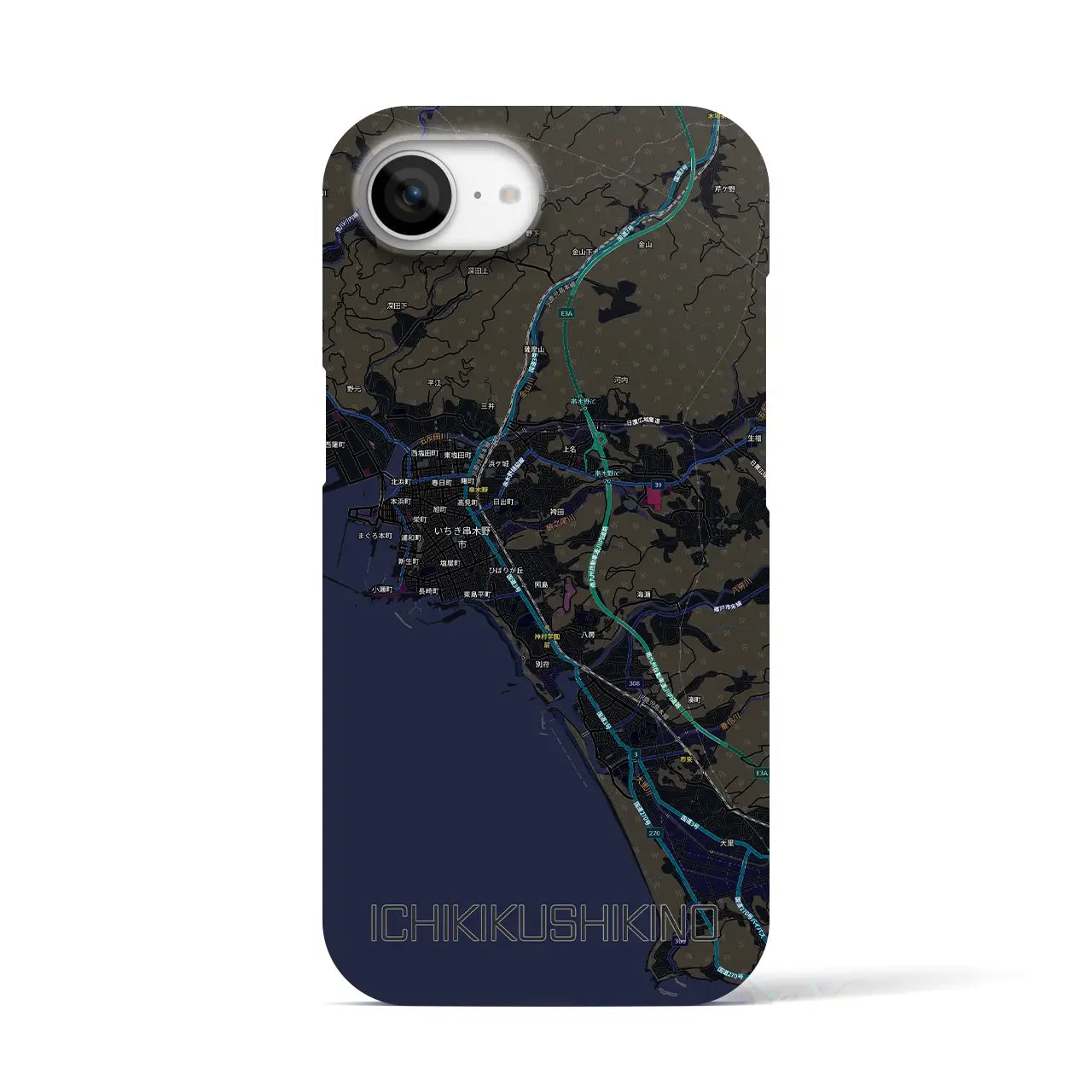 【いちき串木野(鹿児島県)】地図柄iPhoneケース(バックカバータイプ)