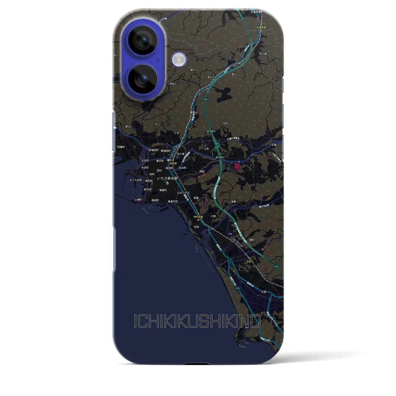 【いちき串木野(鹿児島県)】地図柄iPhoneケース(バックカバータイプ)