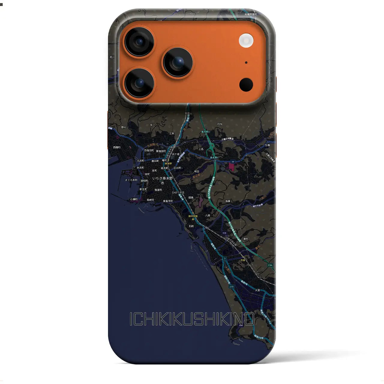 【いちき串木野(鹿児島県)】地図柄iPhoneケース(バックカバータイプ)