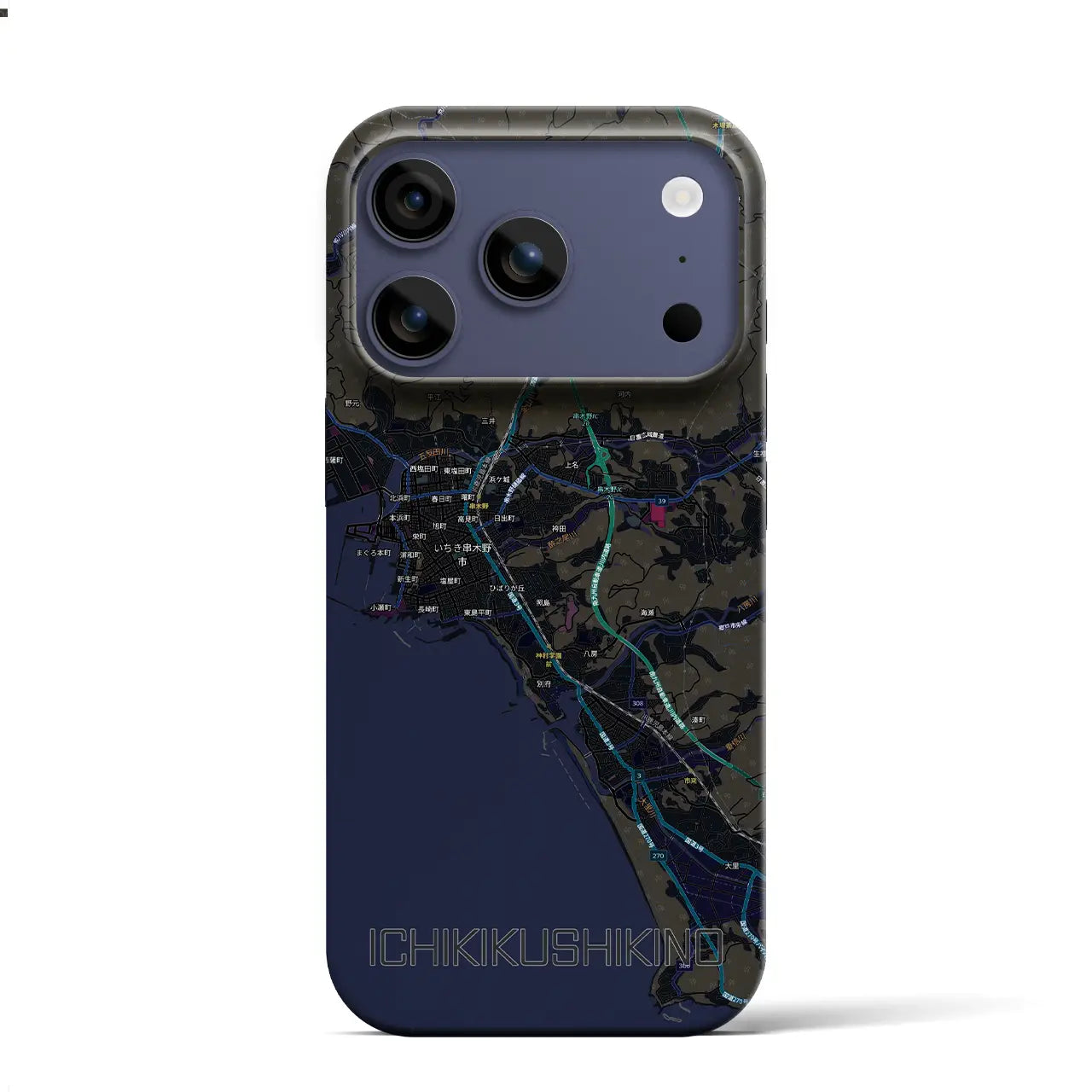 【いちき串木野(鹿児島県)】地図柄iPhoneケース(バックカバータイプ)
