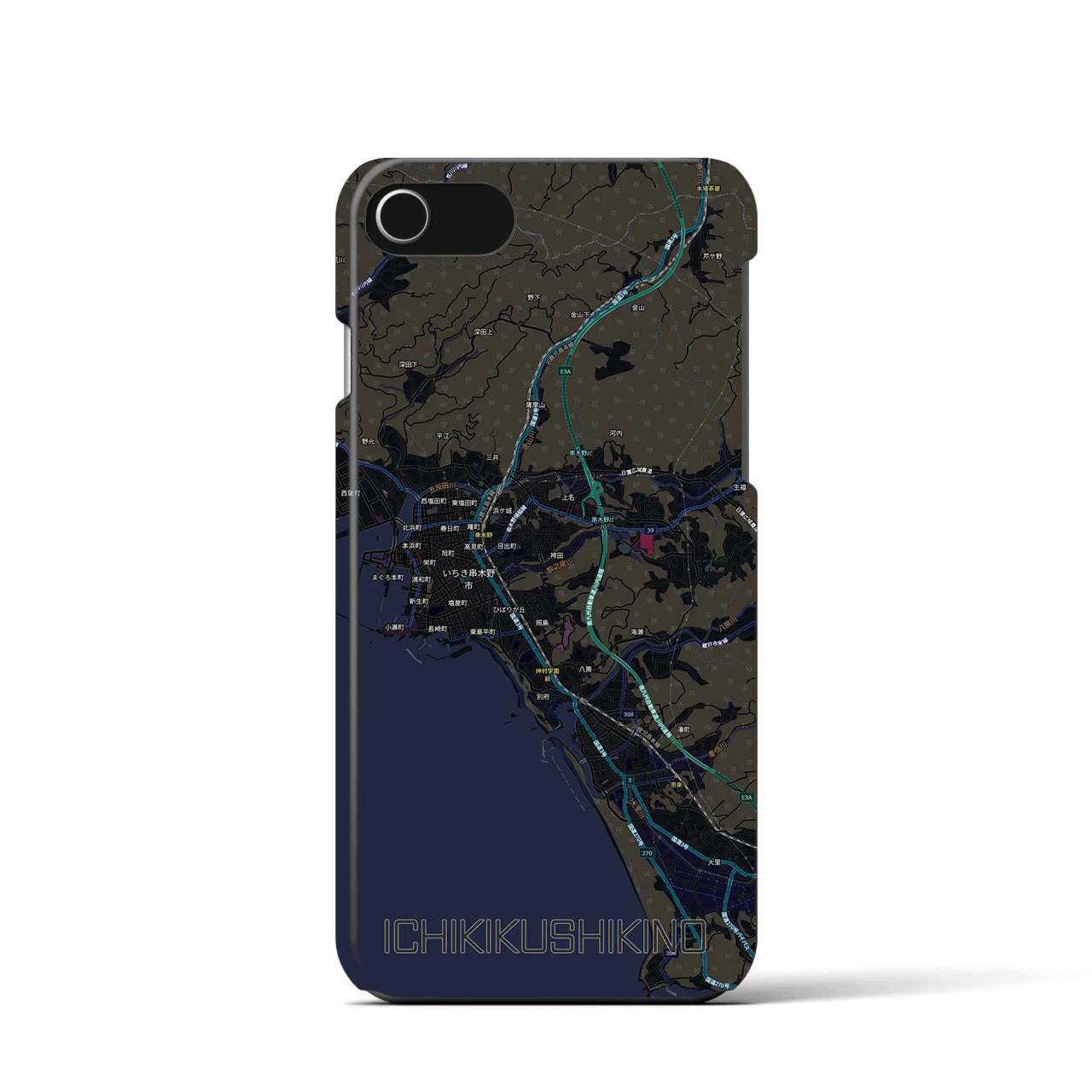 【いちき串木野(鹿児島県)】地図柄iPhoneケース(バックカバータイプ)