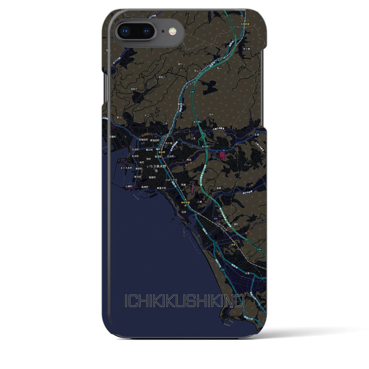 【いちき串木野(鹿児島県)】地図柄iPhoneケース(バックカバータイプ)