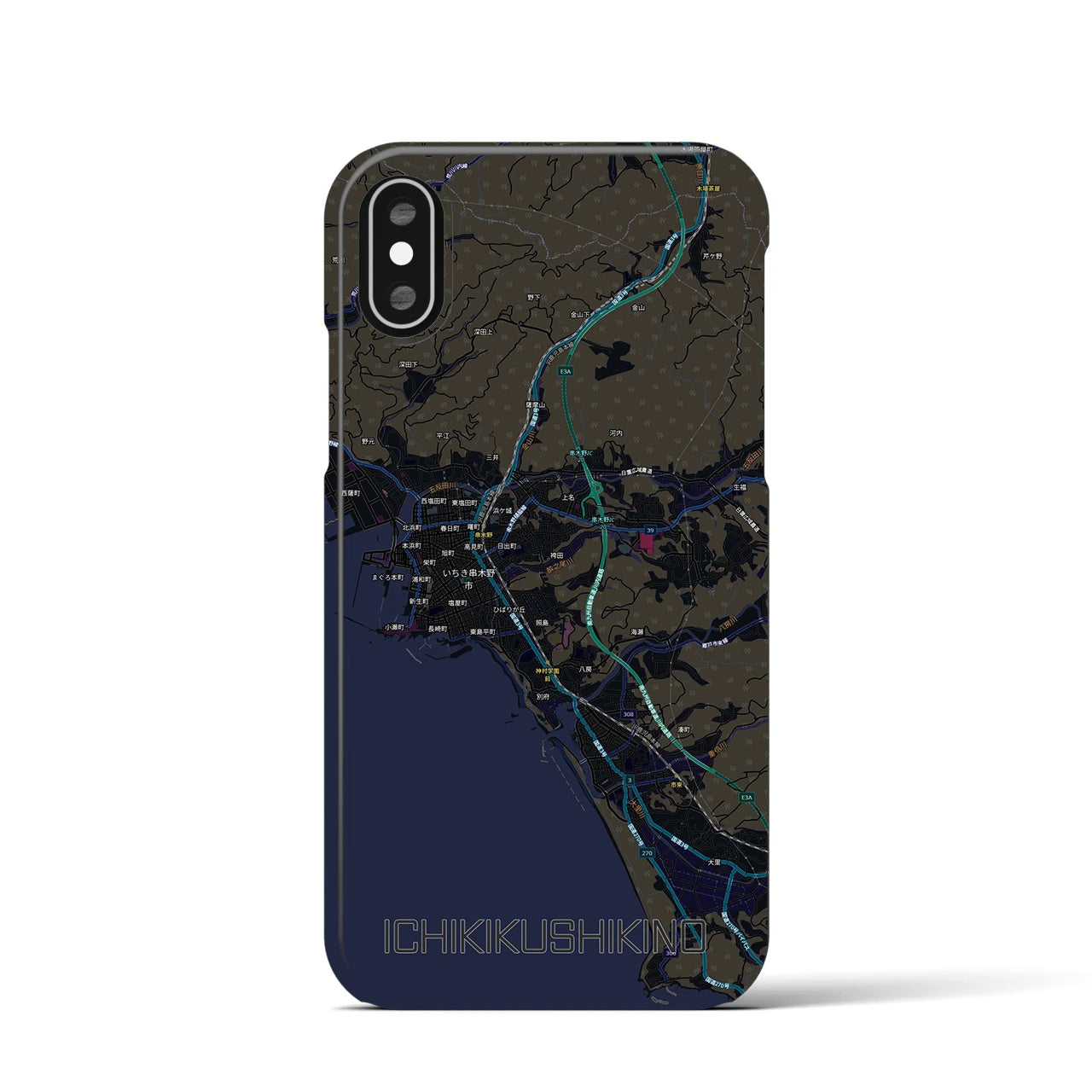 【いちき串木野(鹿児島県)】地図柄iPhoneケース(バックカバータイプ)