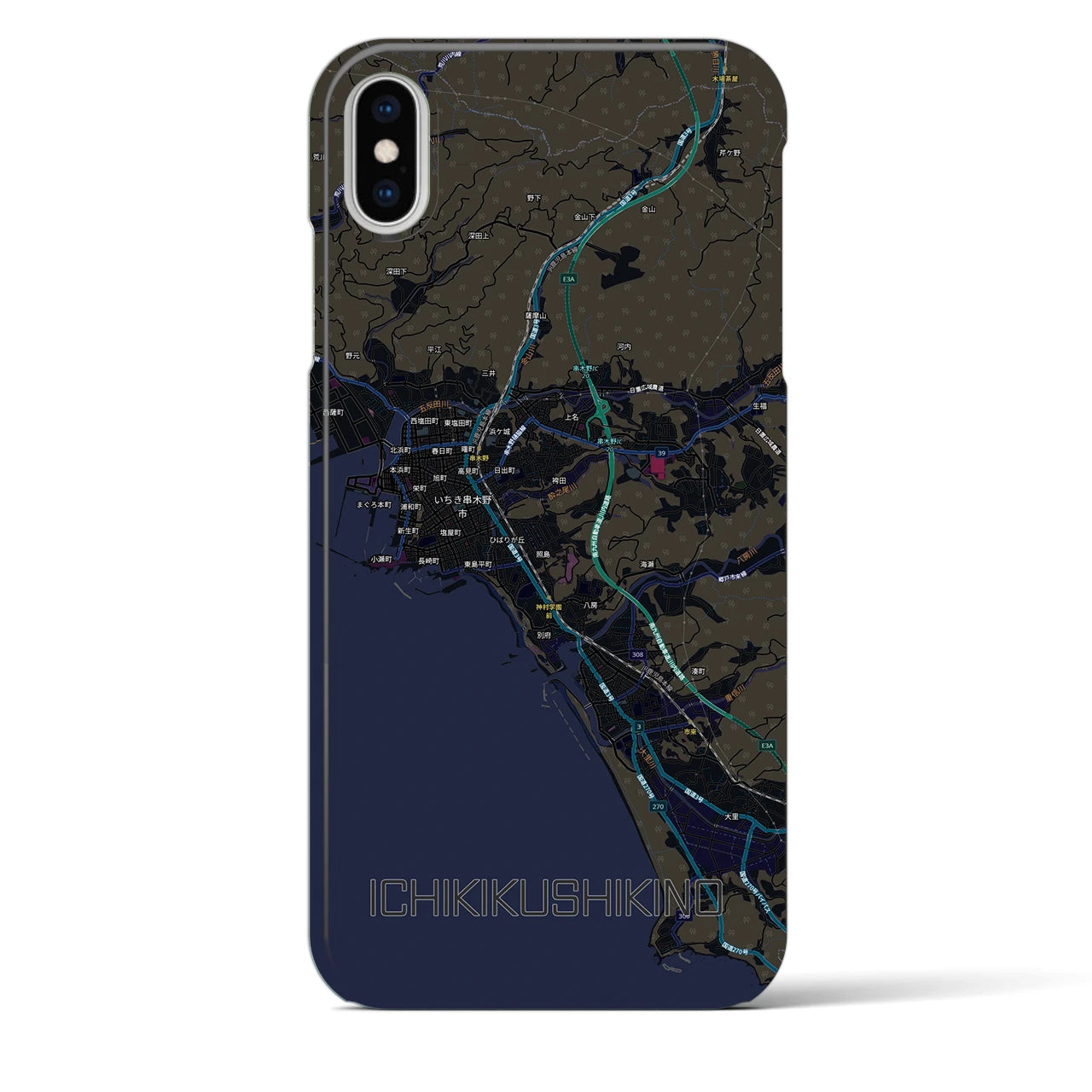 【いちき串木野(鹿児島県)】地図柄iPhoneケース(バックカバータイプ)