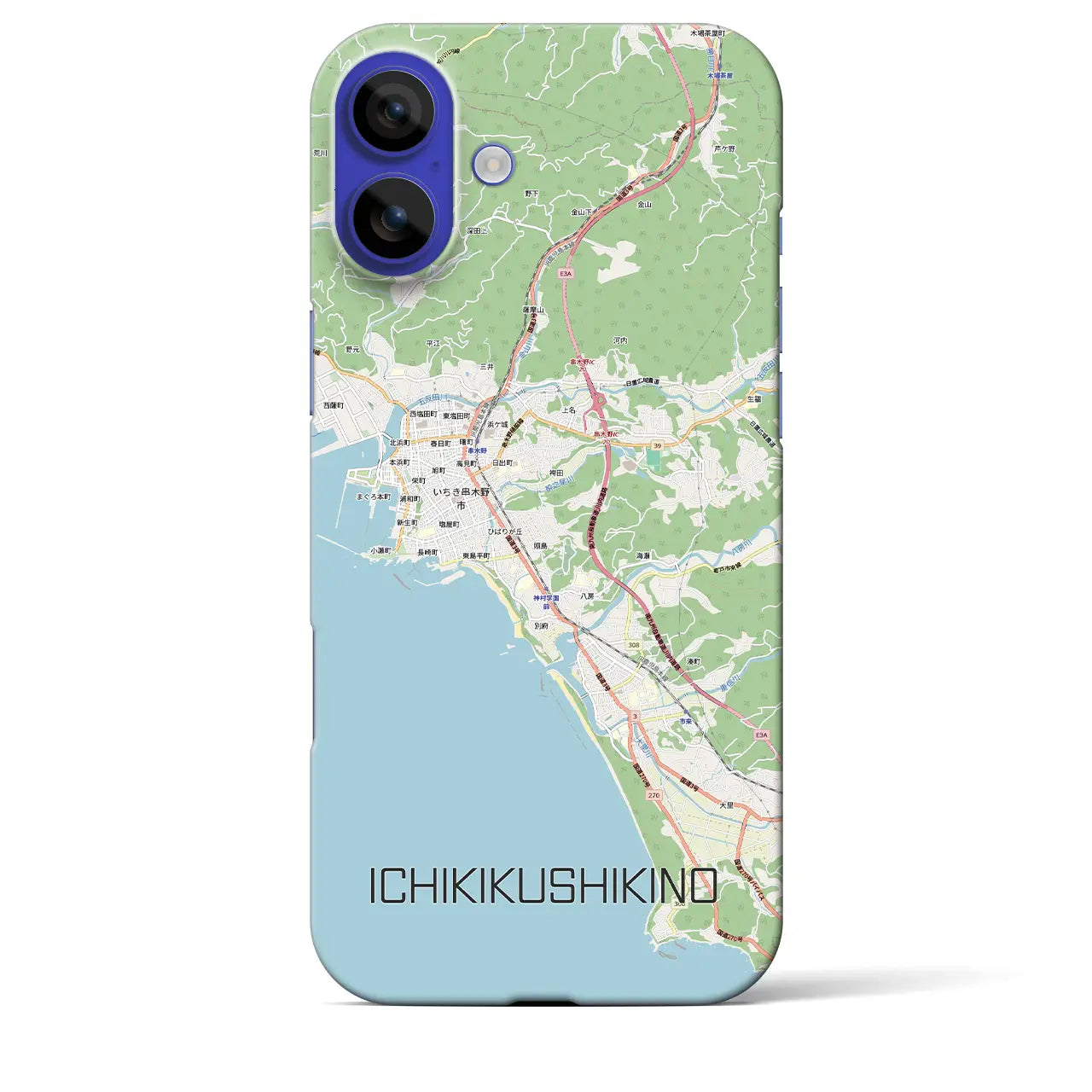 【いちき串木野(鹿児島県)】地図柄iPhoneケース(バックカバータイプ)ブラック・iPhone 16 Pro Max 用
