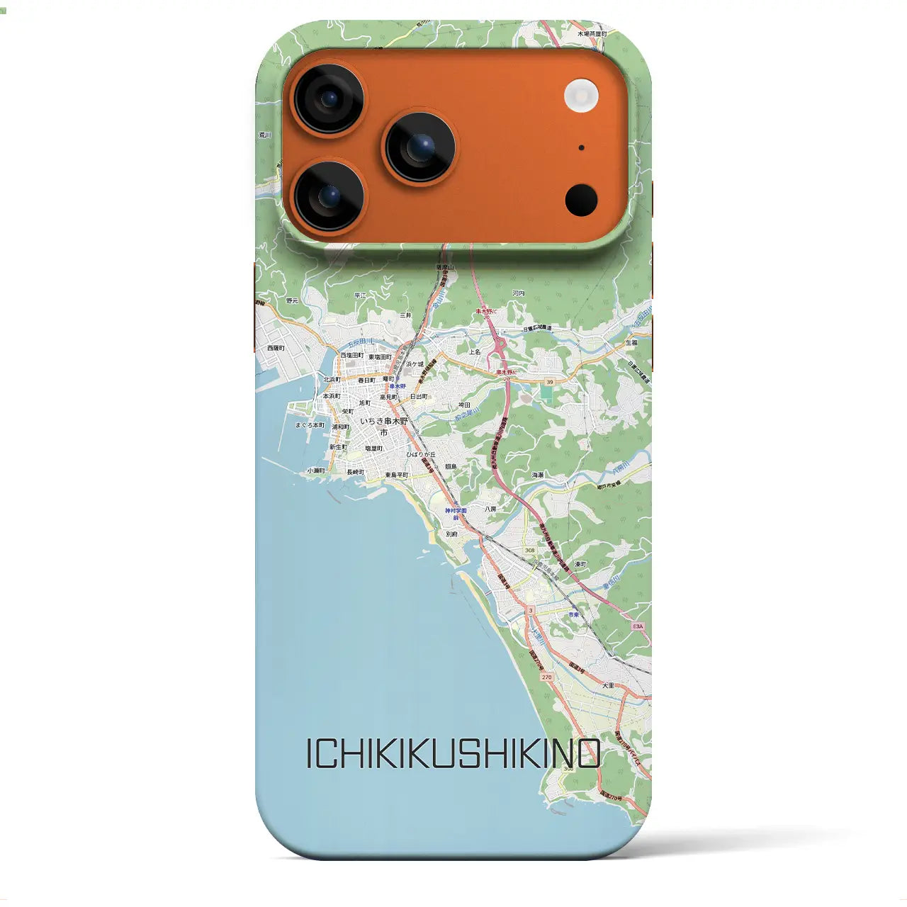 【いちき串木野(鹿児島県)】地図柄iPhoneケース(バックカバータイプ)ブラック・iPhone 17 Pro Max 用