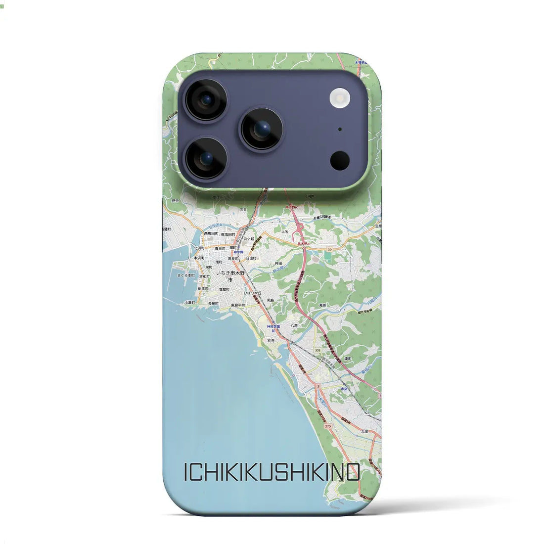 【いちき串木野(鹿児島県)】地図柄iPhoneケース(バックカバータイプ)ブラック・iPhone 17 Pro Max 用