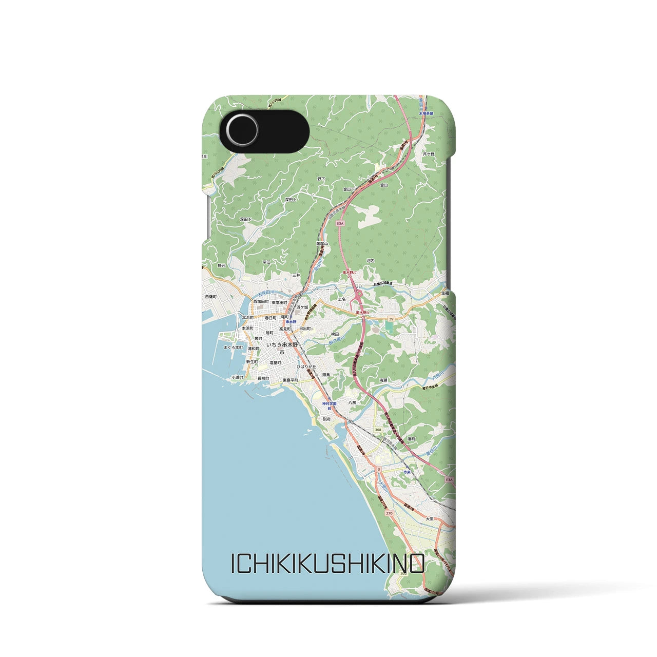 【いちき串木野(鹿児島県)】地図柄iPhoneケース(バックカバータイプ)