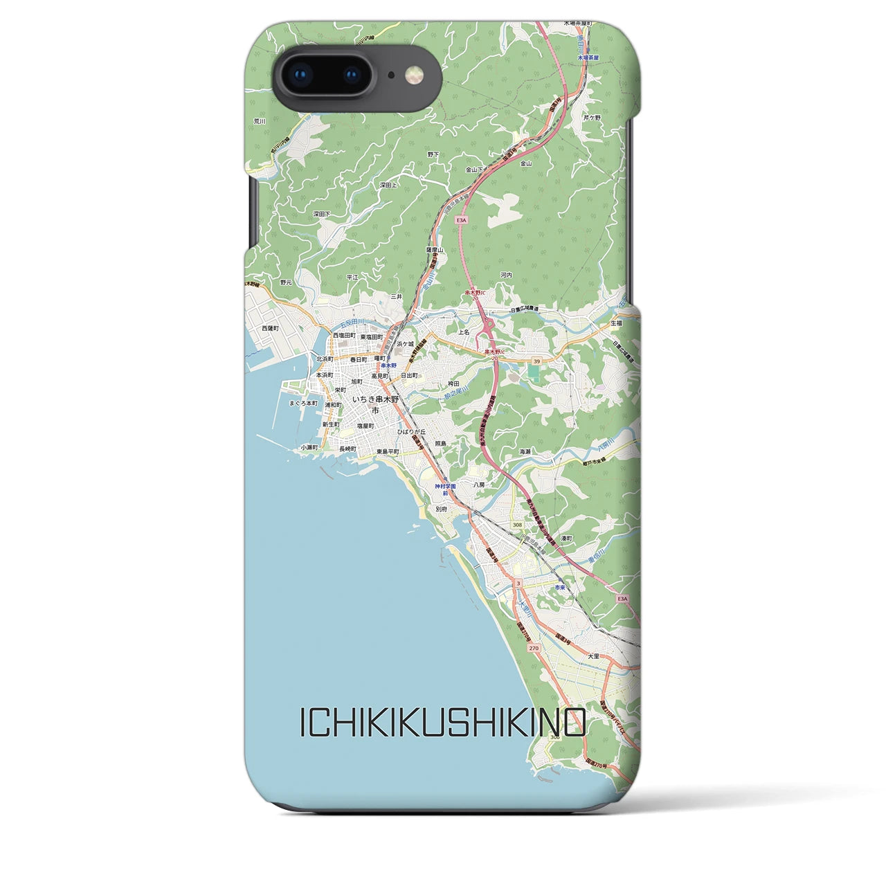 【いちき串木野(鹿児島県)】地図柄iPhoneケース(バックカバータイプ)