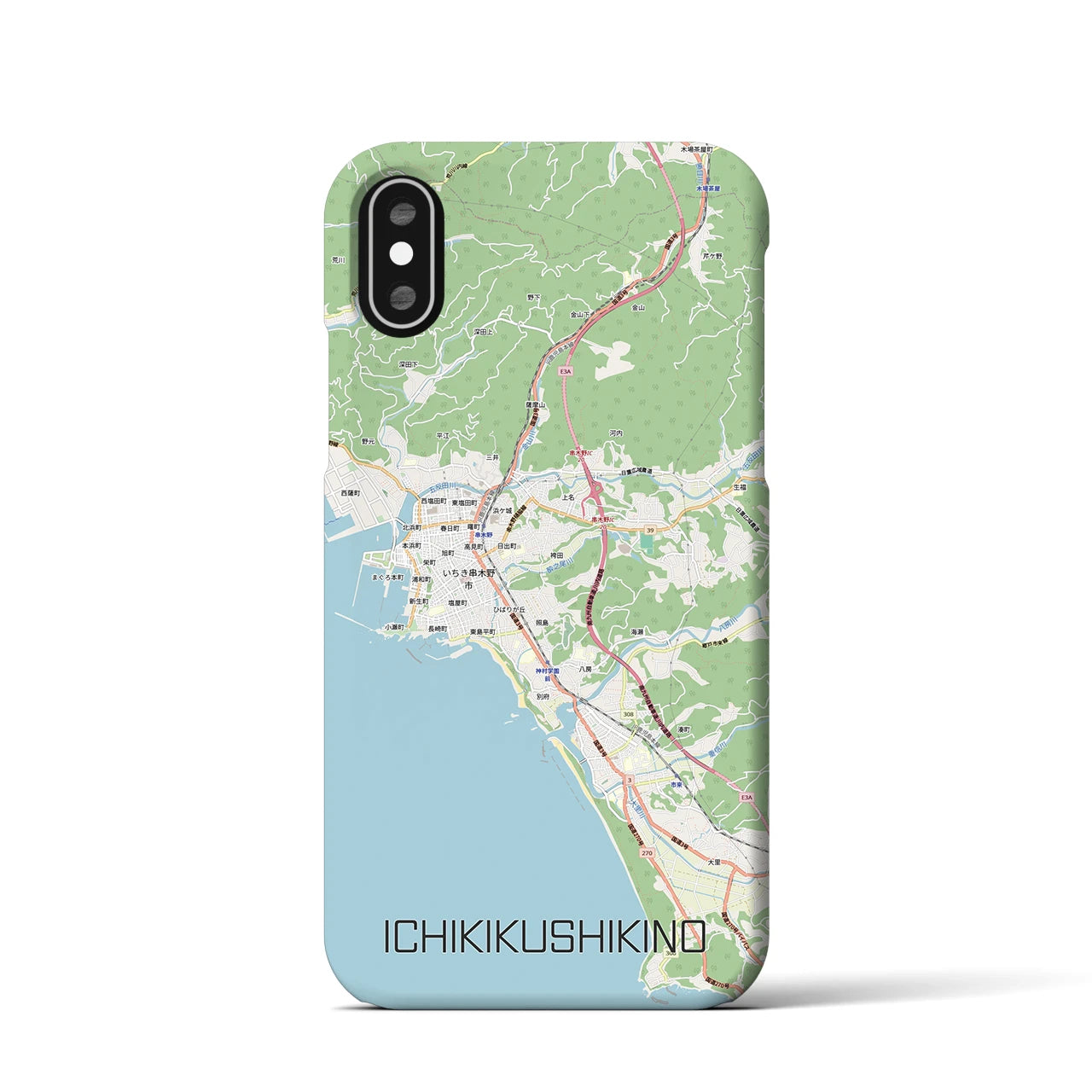 【いちき串木野(鹿児島県)】地図柄iPhoneケース(バックカバータイプ)