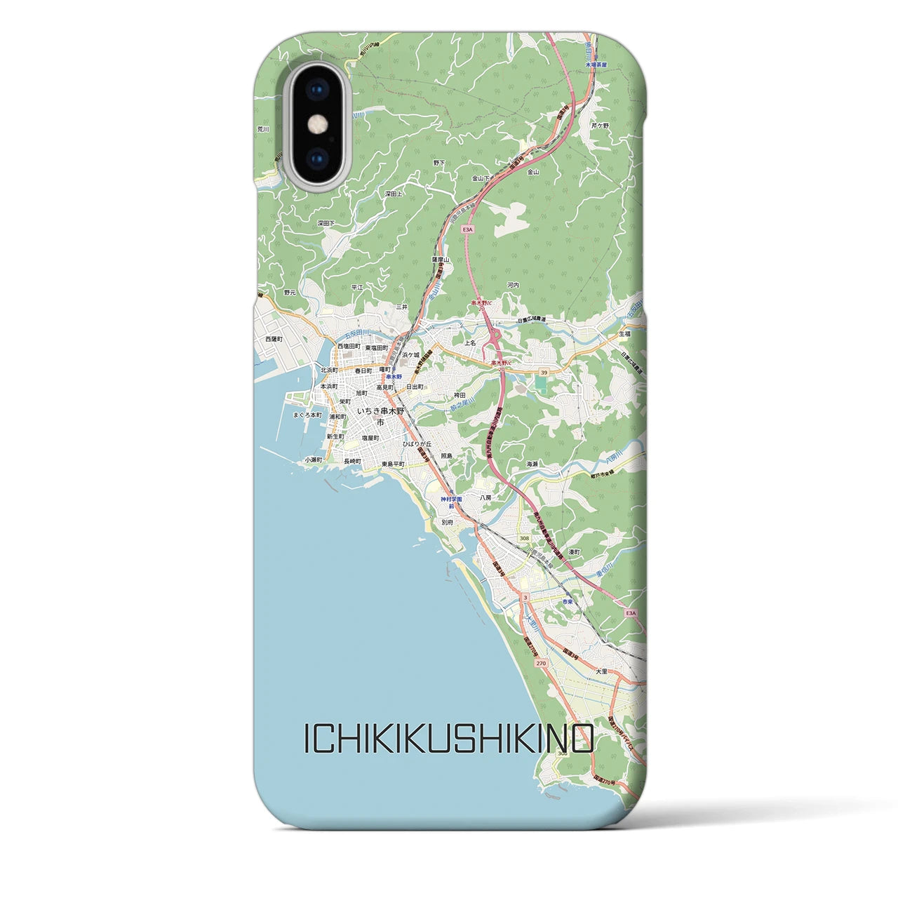 【いちき串木野(鹿児島県)】地図柄iPhoneケース(バックカバータイプ)