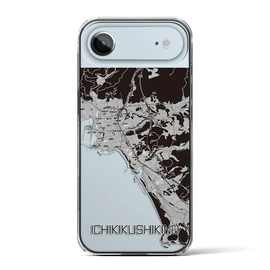 【いちき串木野(鹿児島県)】地図柄iPhoneケース(クリアタイプ)モノトーン・iPhone 17 Pro Max 用