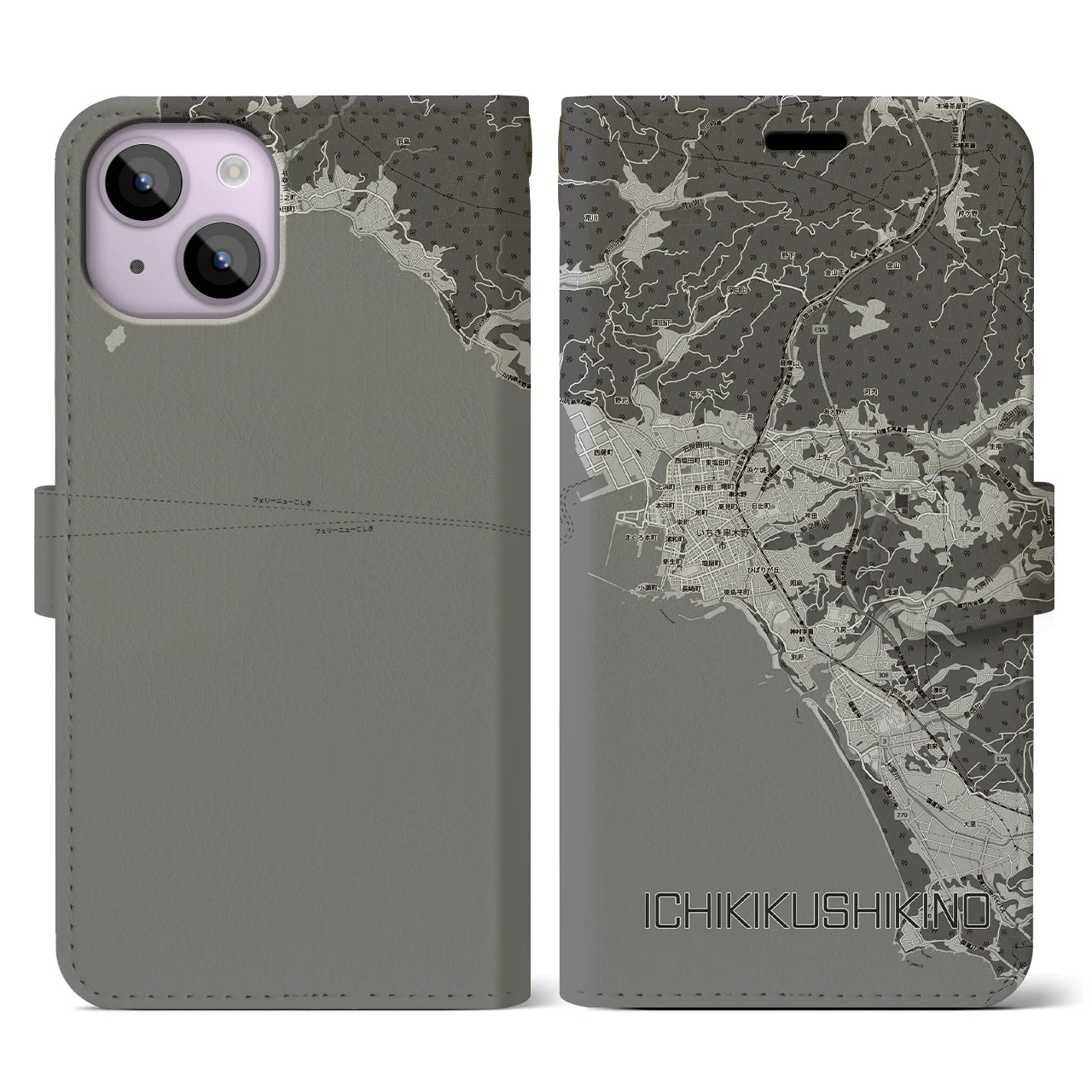 【いちき串木野(鹿児島県)】地図柄iPhoneケース(手帳タイプ)