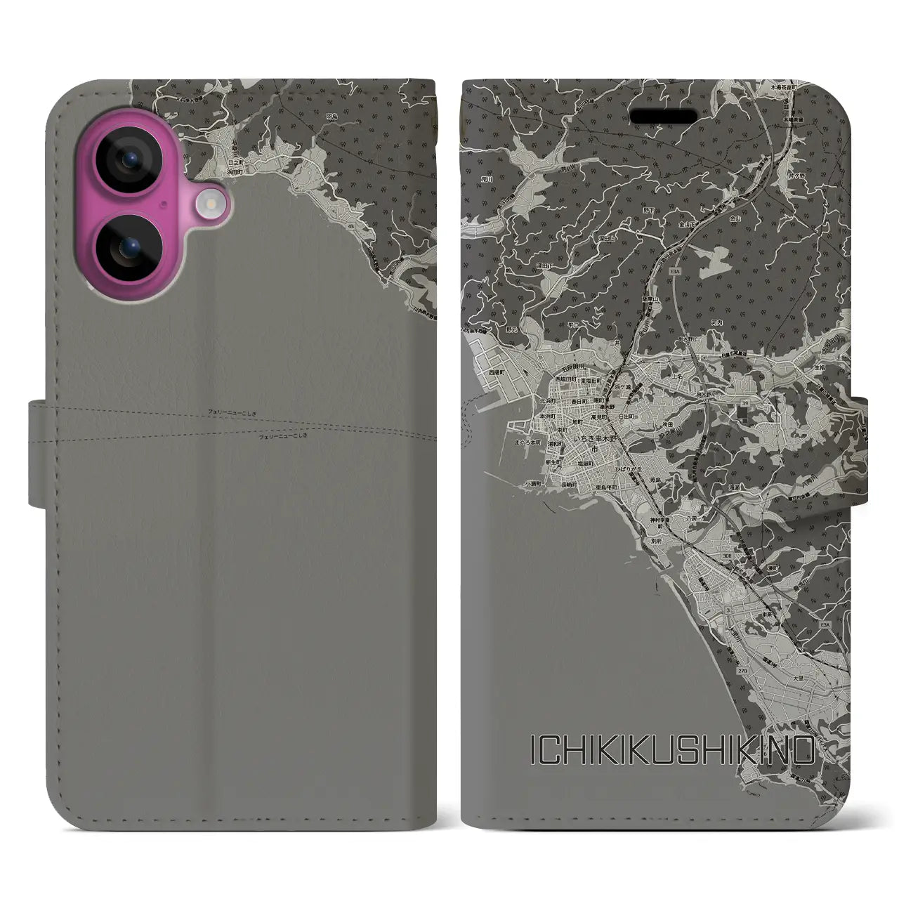 【いちき串木野(鹿児島県)】地図柄iPhoneケース(手帳タイプ)