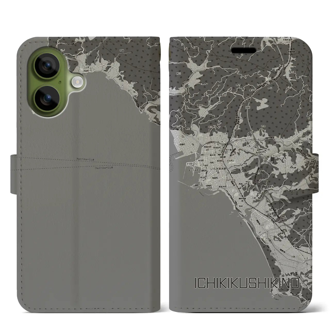 【いちき串木野(鹿児島県)】地図柄iPhoneケース(手帳タイプ)