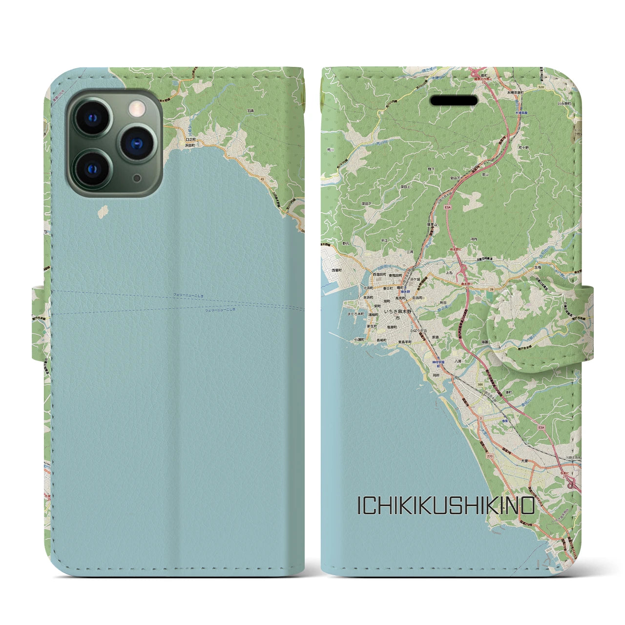 【いちき串木野(鹿児島県)】地図柄iPhoneケース(手帳タイプ)