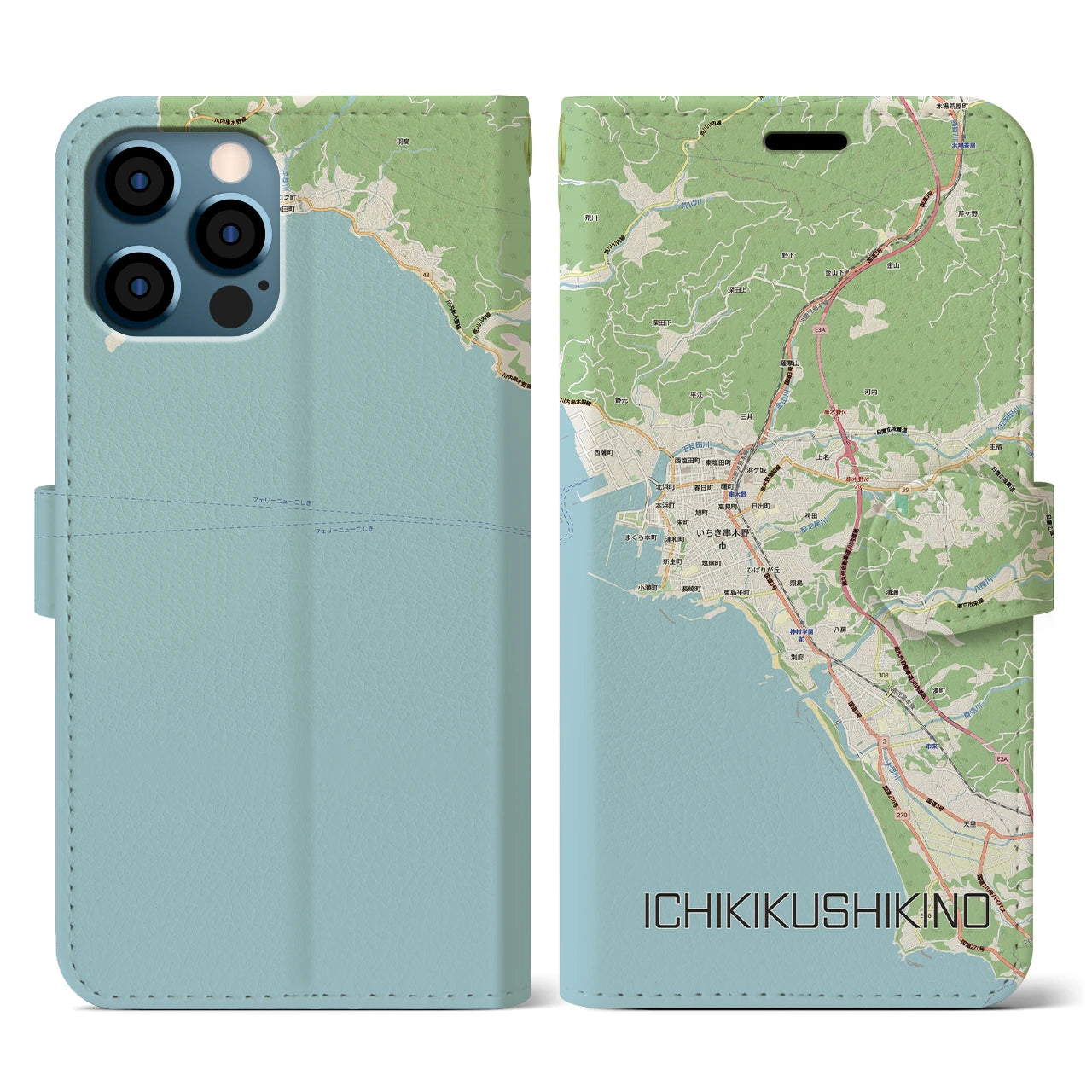 【いちき串木野(鹿児島県)】地図柄iPhoneケース(手帳タイプ)