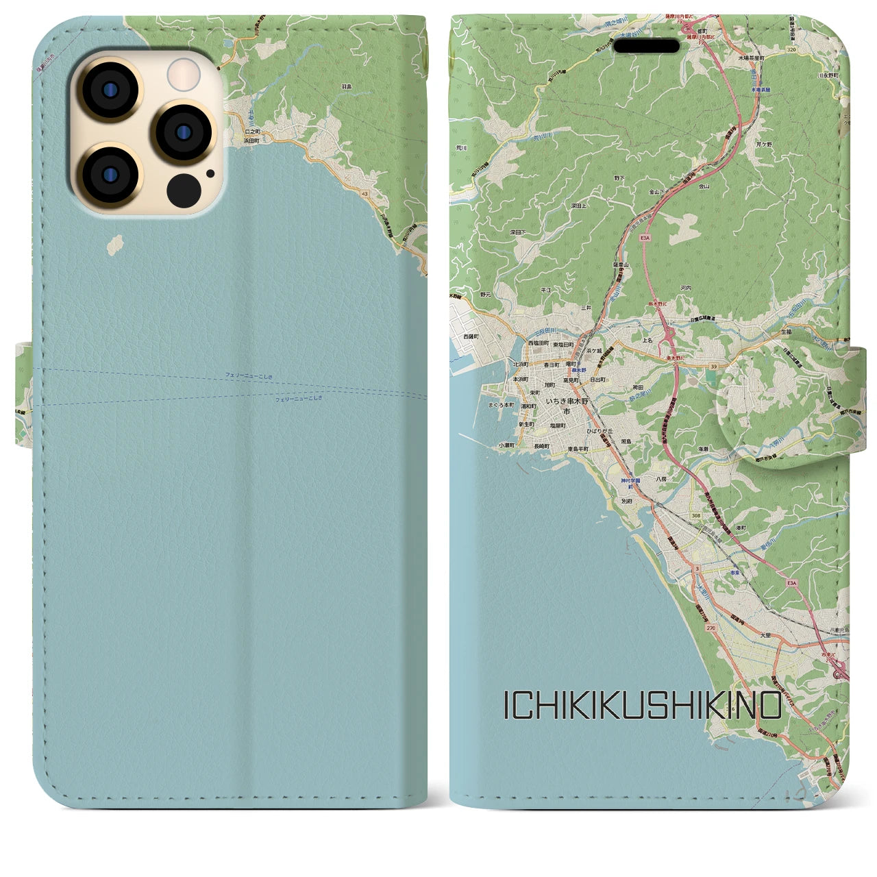 【いちき串木野(鹿児島県)】地図柄iPhoneケース(手帳タイプ)