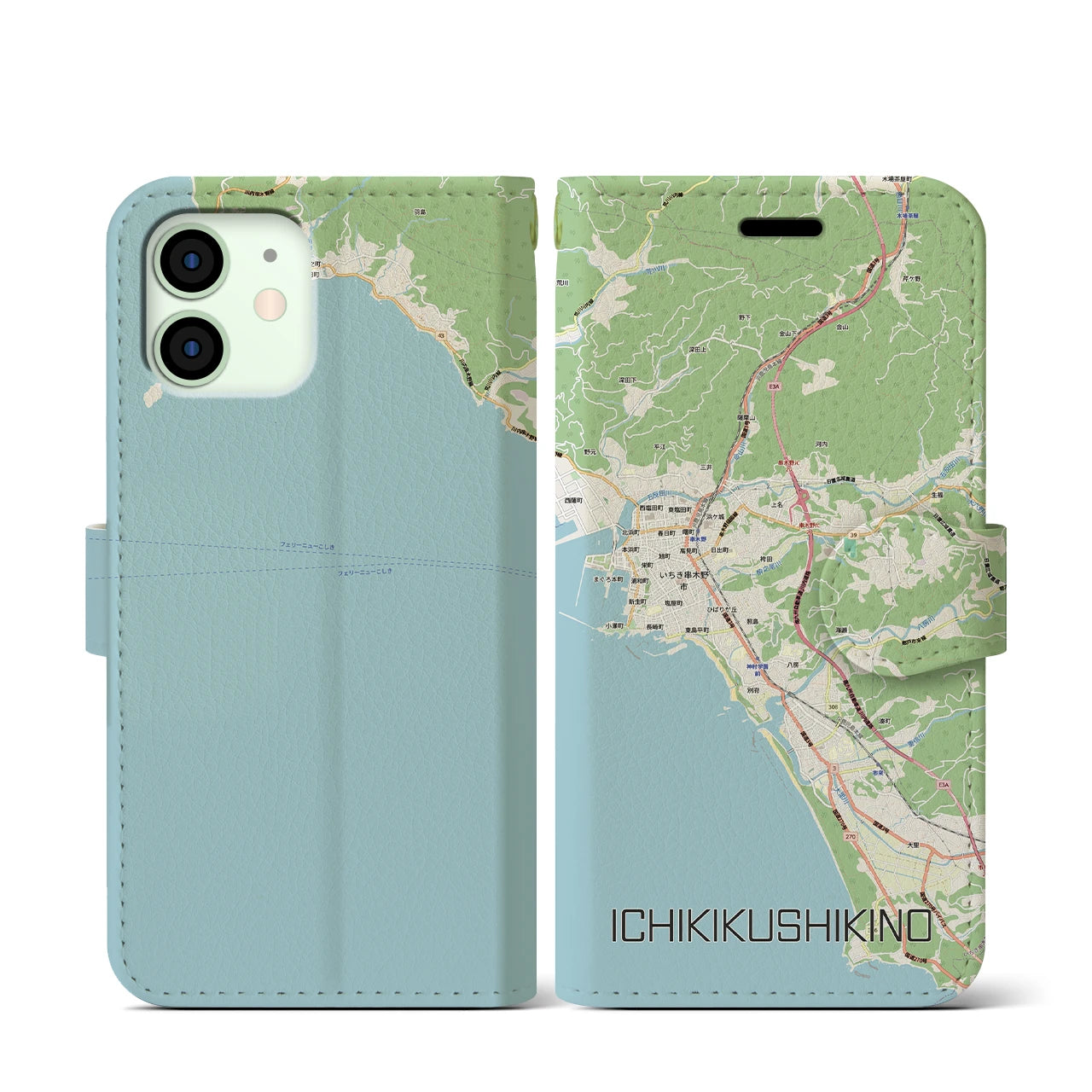 【いちき串木野(鹿児島県)】地図柄iPhoneケース(手帳タイプ)