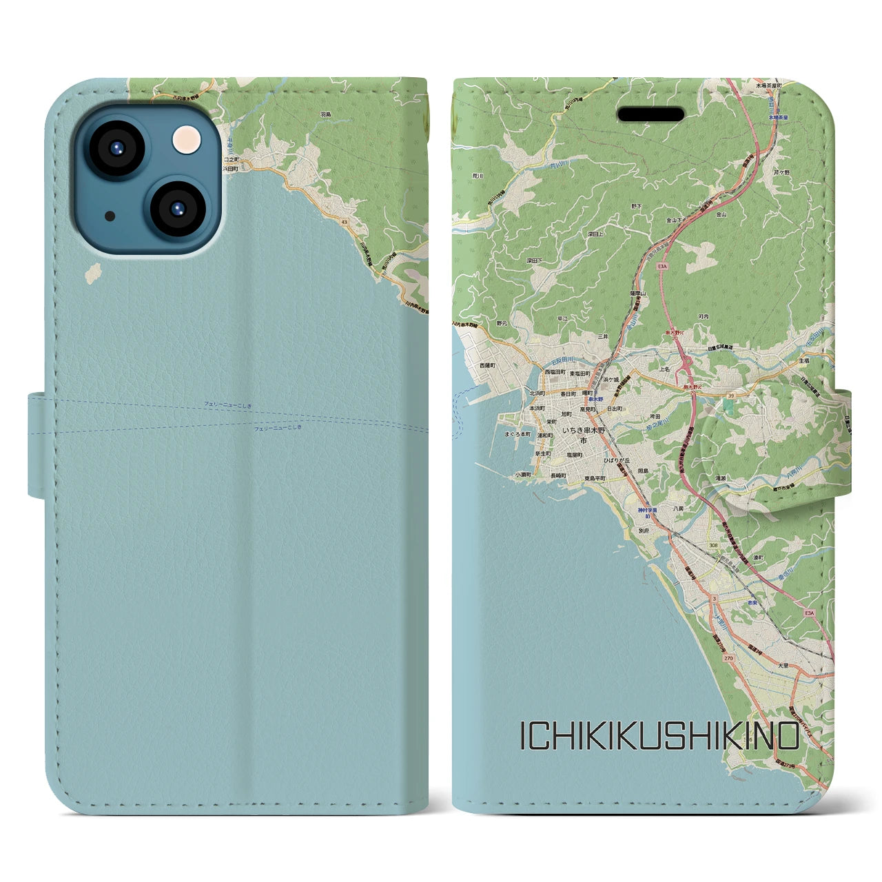 【いちき串木野(鹿児島県)】地図柄iPhoneケース(手帳タイプ)